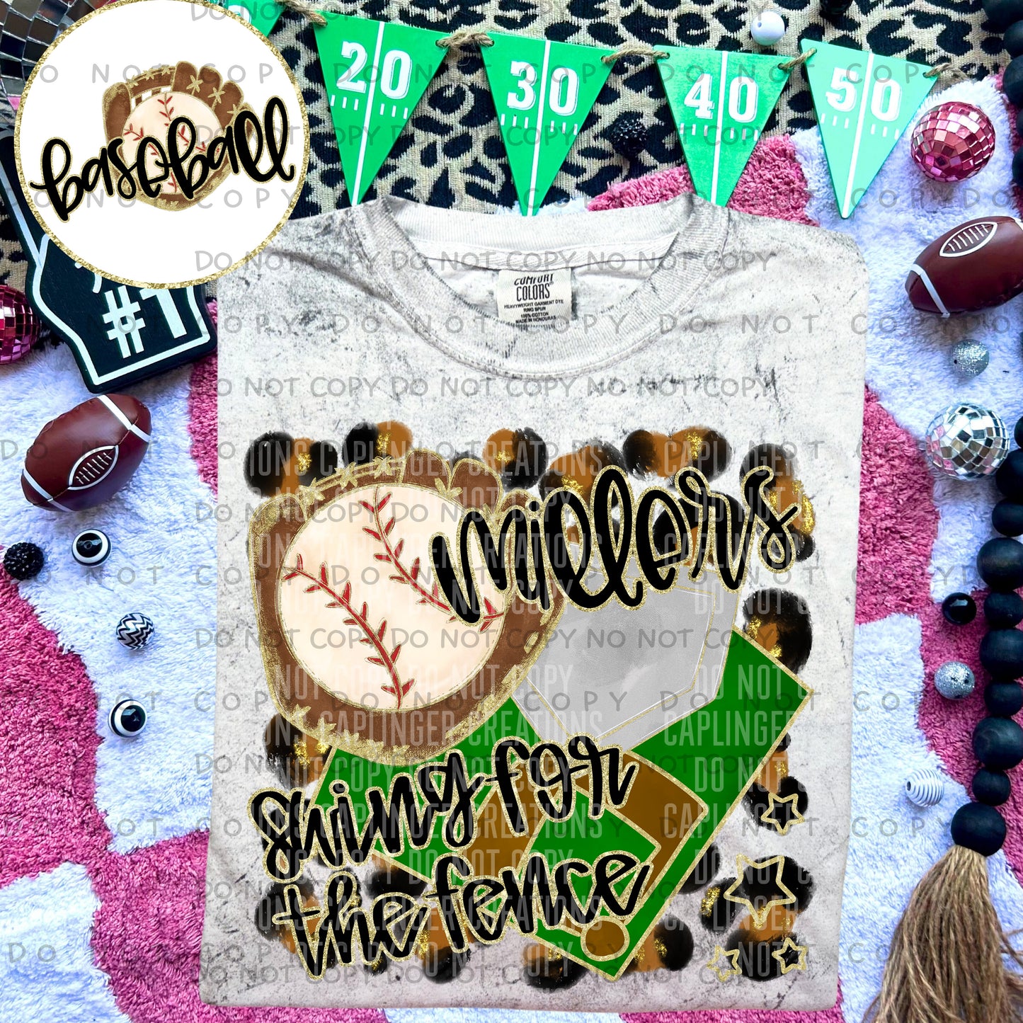 Swing for the fence - Animal Print BASEBALL with optional sleeve/front- DROPDOWN + CUSTOM - Digital Download 300DPI PNG FILE