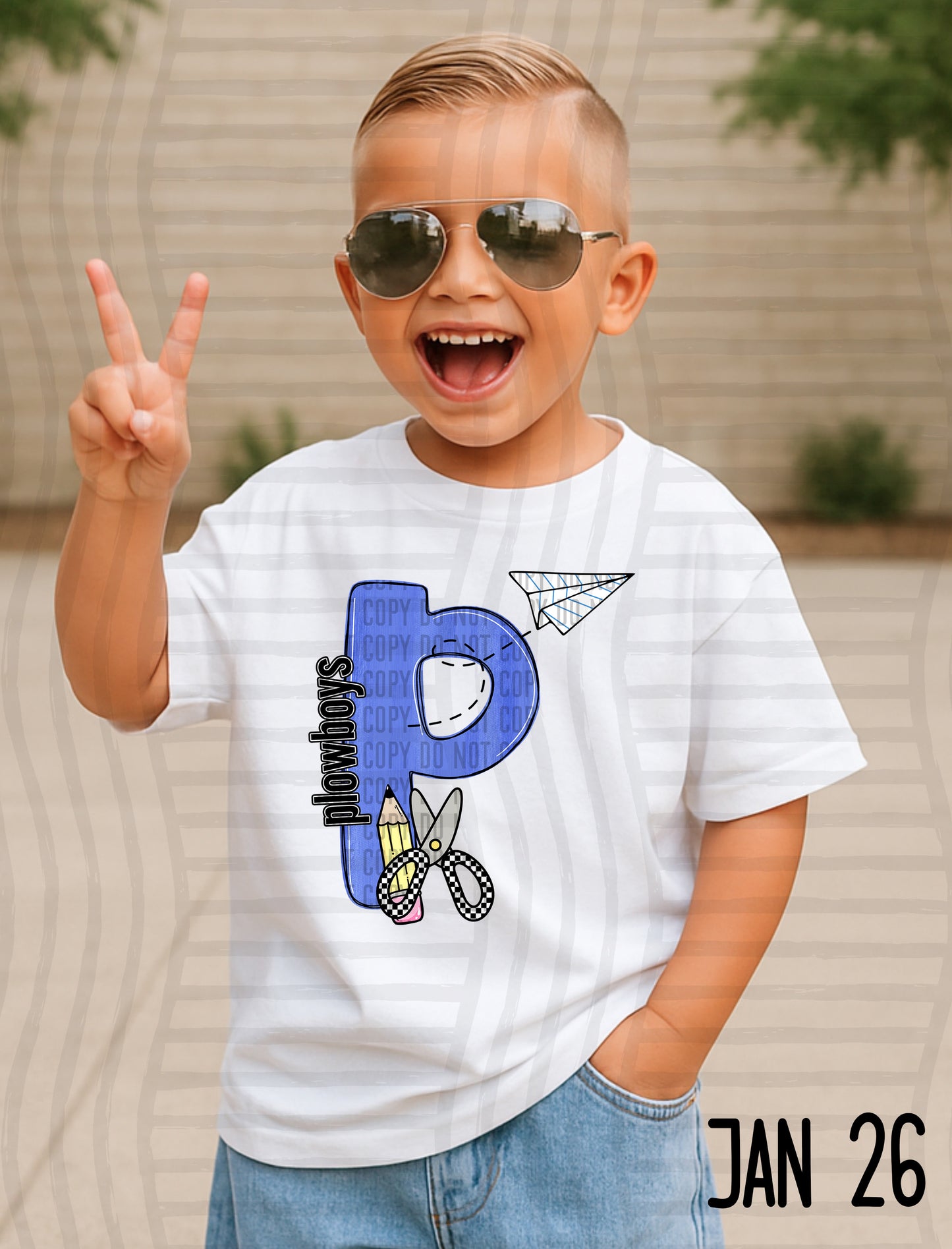 Blue Checks Initials School - Custom + DROPDOWN - 300 DPI digital download