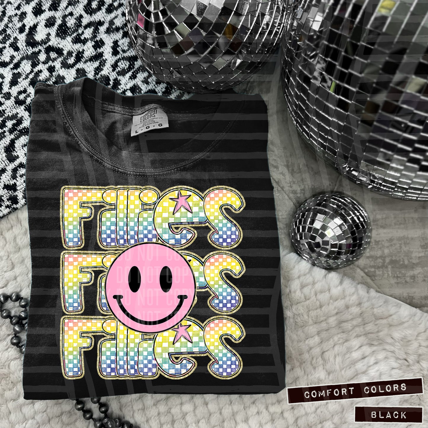 Rainbow Checker Pink Happy Triple Stacked - Digital Download 300DPI PNG FILE