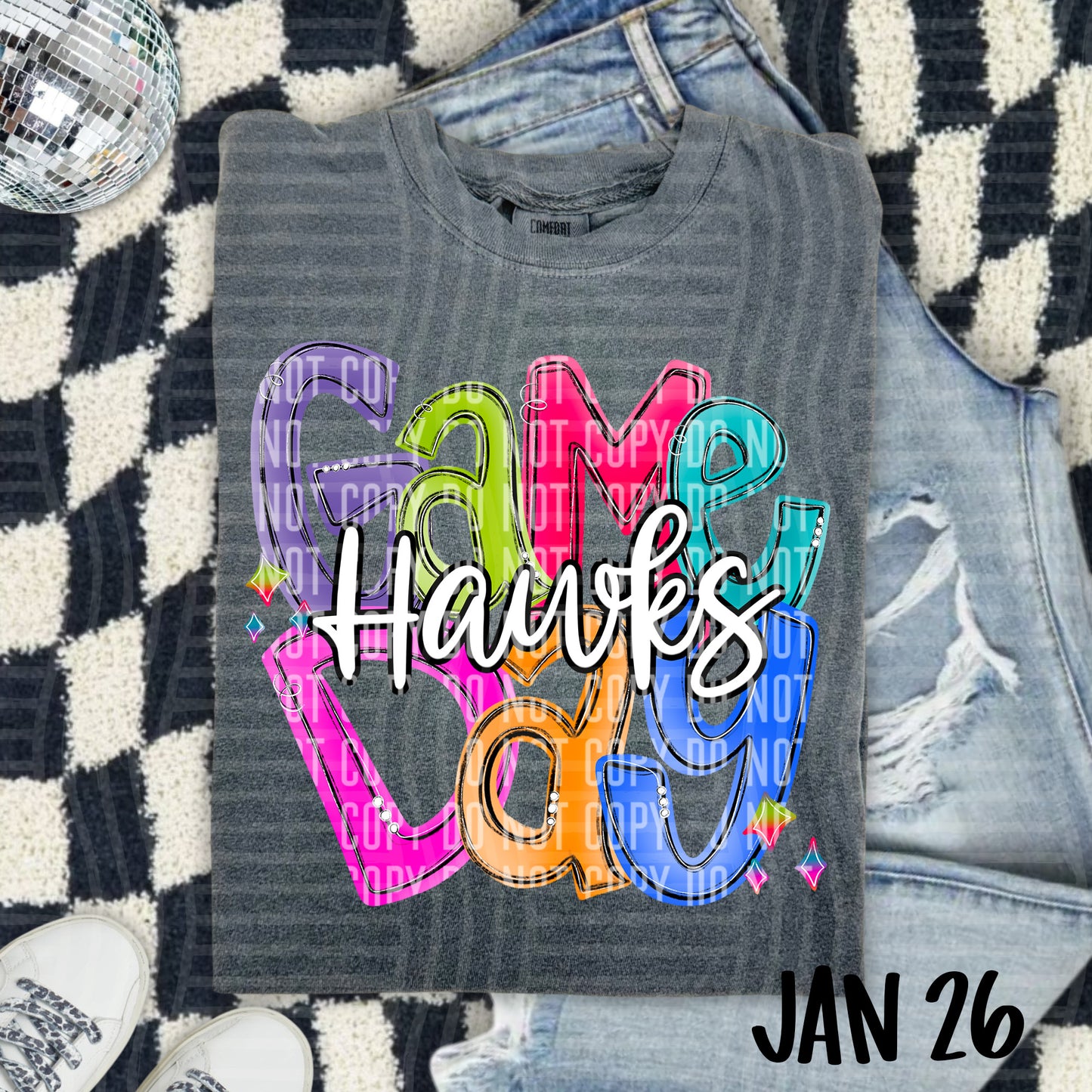Hand Lettered Bright Preppy Game Day  - Custom + DROPDOWN - 300 DPI digital download