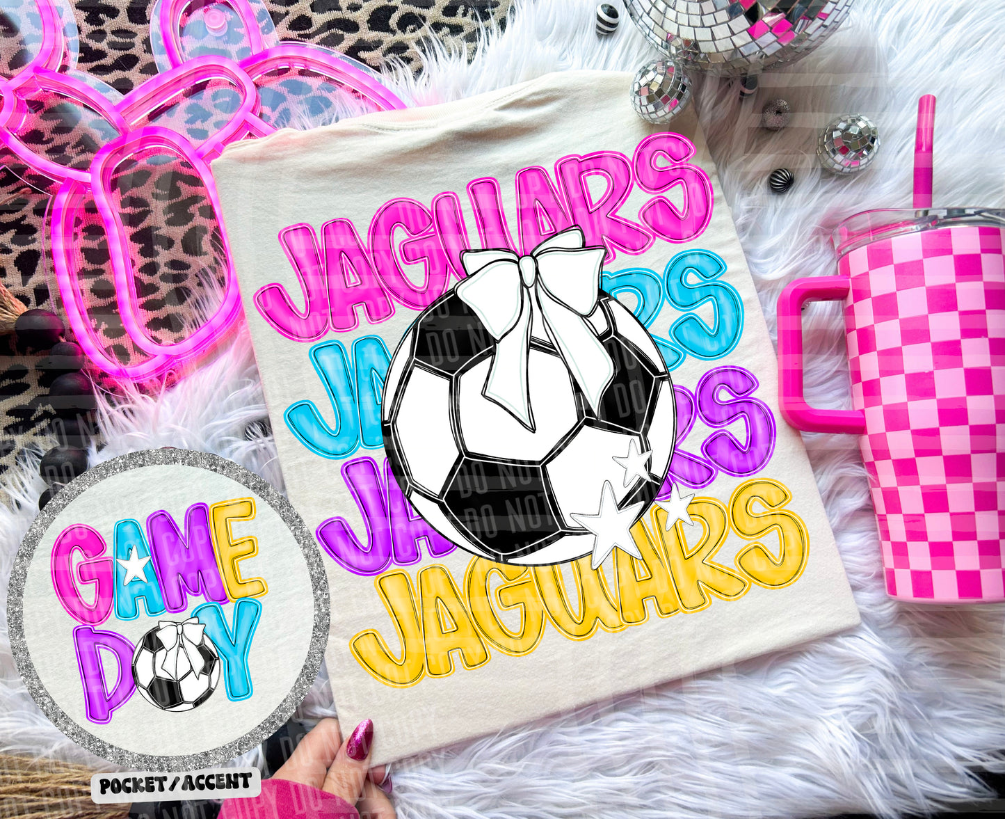 Bright Preppy Stacked Soccer Dropdown Digital Download 300DPI PNG FILE