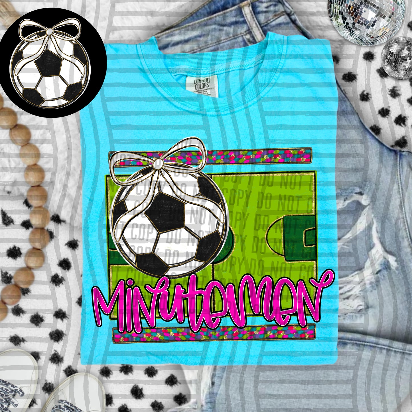 Preppy Soccer Field -optional pocket + Custom + Dropdown - 300 dpi Digital Download