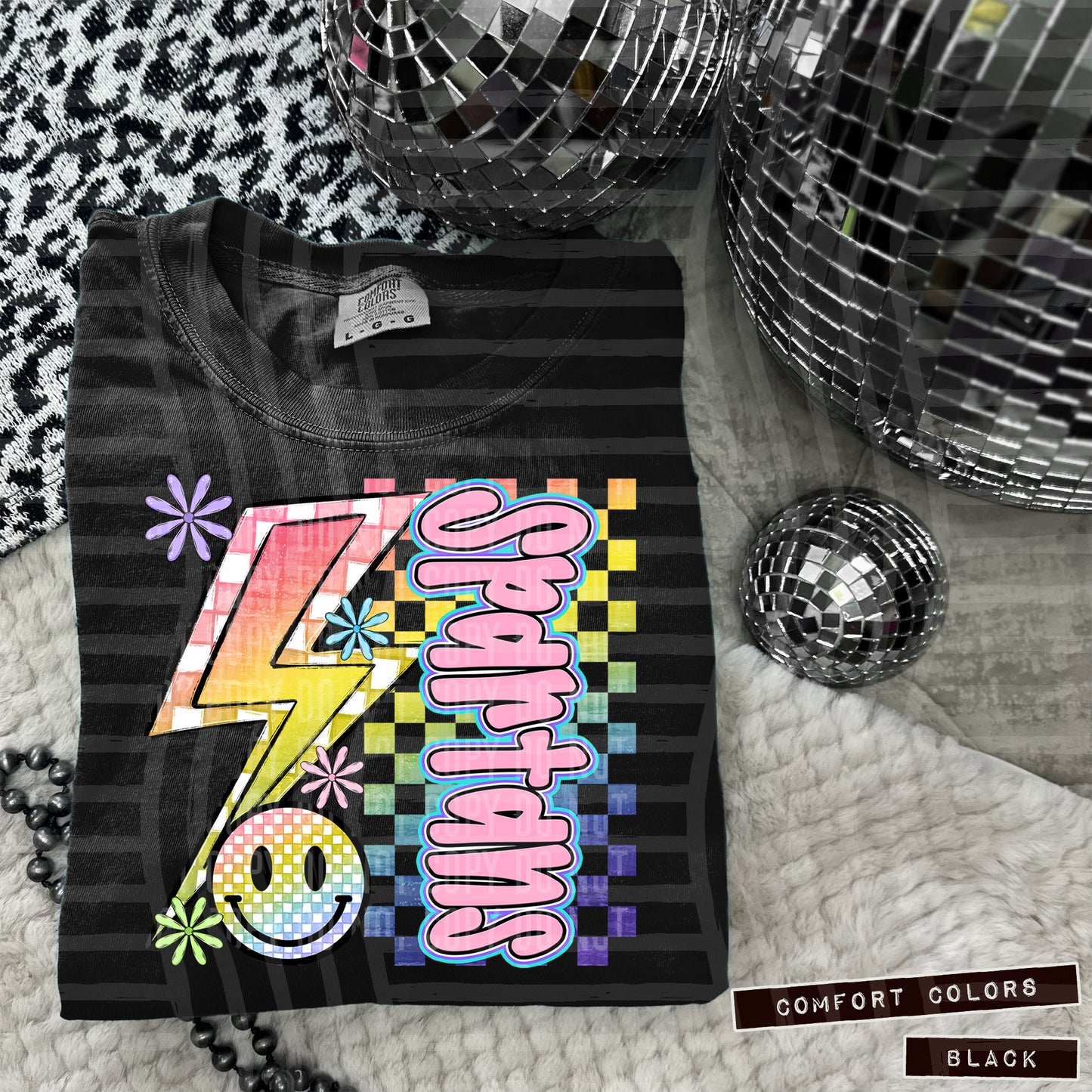Sideways Rainbow Checker Bolt Happy Mascots Dropdown - Digital Download 300DPI PNG FILE