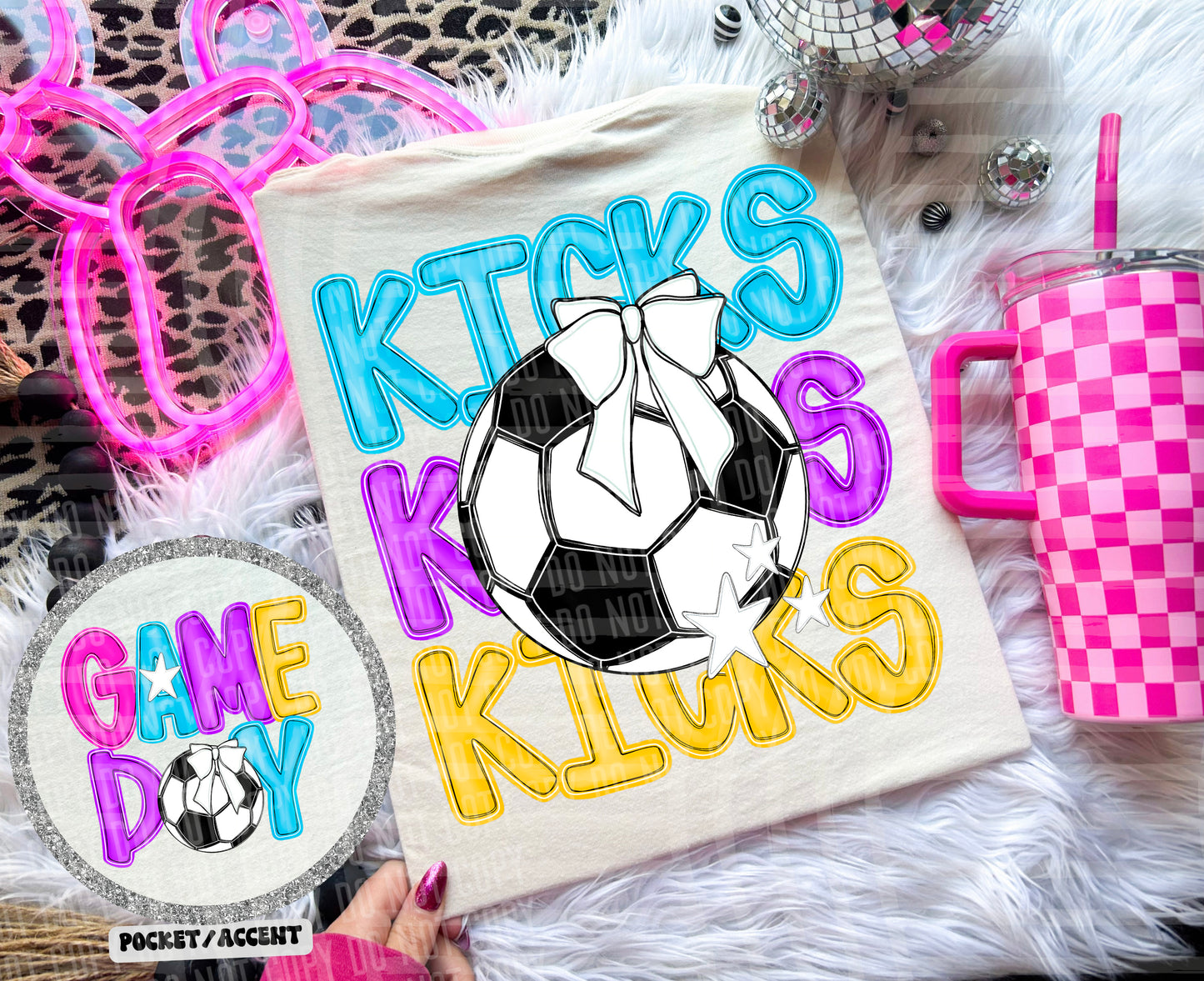 Bright Preppy Stacked Soccer Dropdown Digital Download 300DPI PNG FILE