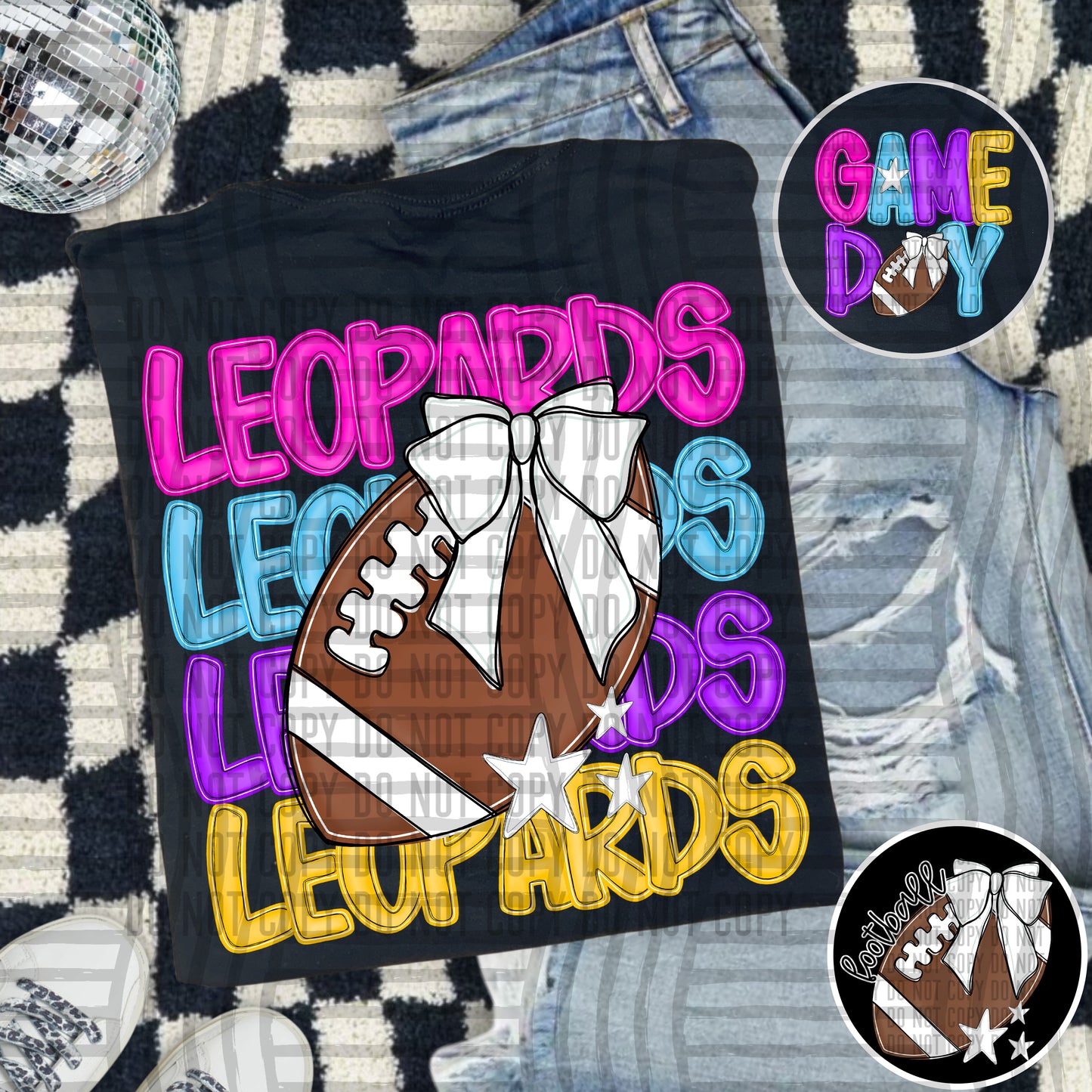 Bright Preppy Stacked Football with optional pocket/sleeve - DIGITAL DOWNLOAD 300 dpi