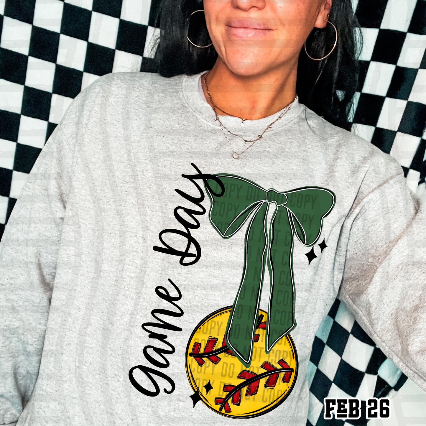 GAME DAY SOFTBALL BOW- Color Dropdown Digital Download 300DPI PNG FILE