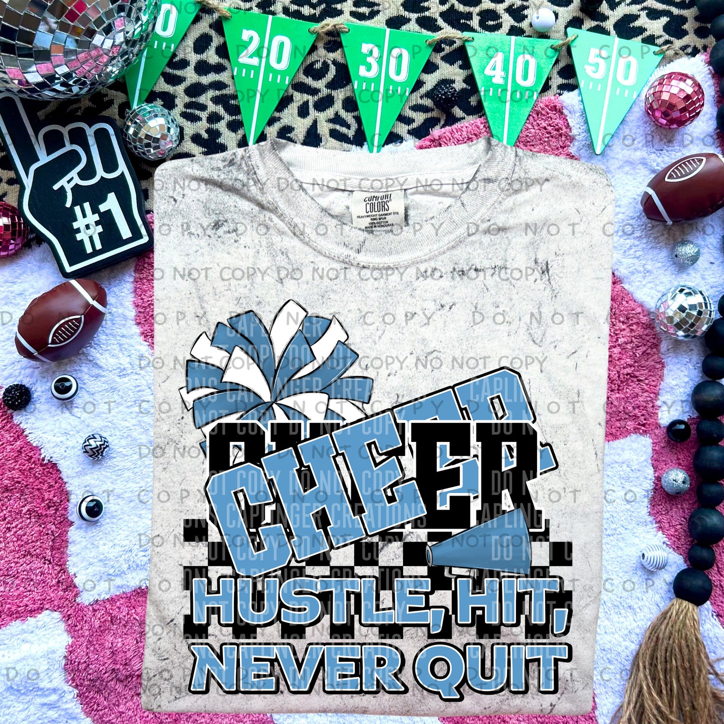 Cheer hustle, hit, never quit - Color Dropdown Digital Download 300DPI PNG FILE