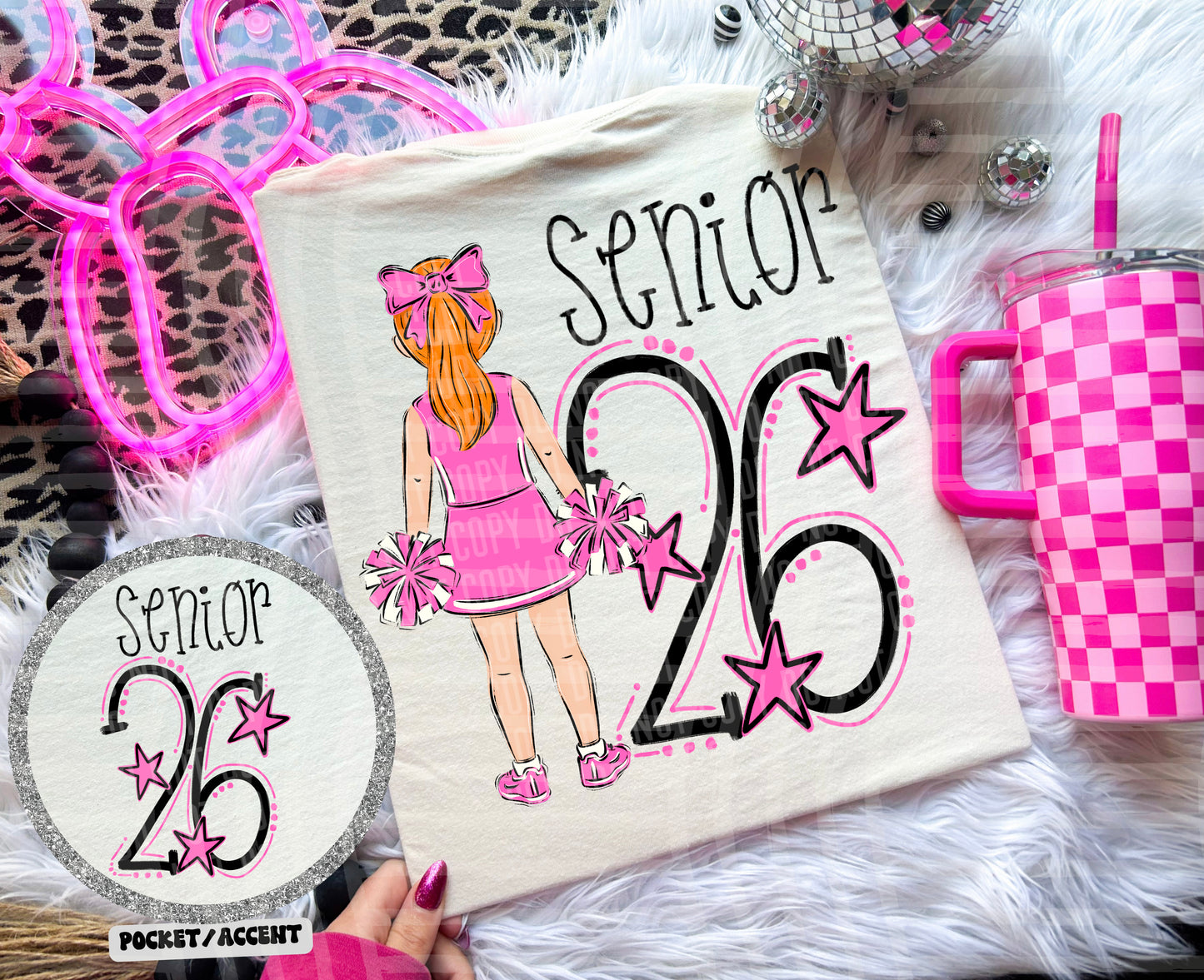 CHEERLEADER SENIOR 2026 - optional matching Pocket  - Digital download 300DPI PNG FILE