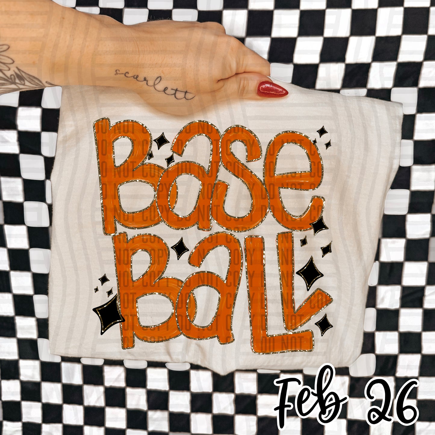 Baseball Hand Lettered -  Color Dropdown Digital Download 300DPI PNG FILE