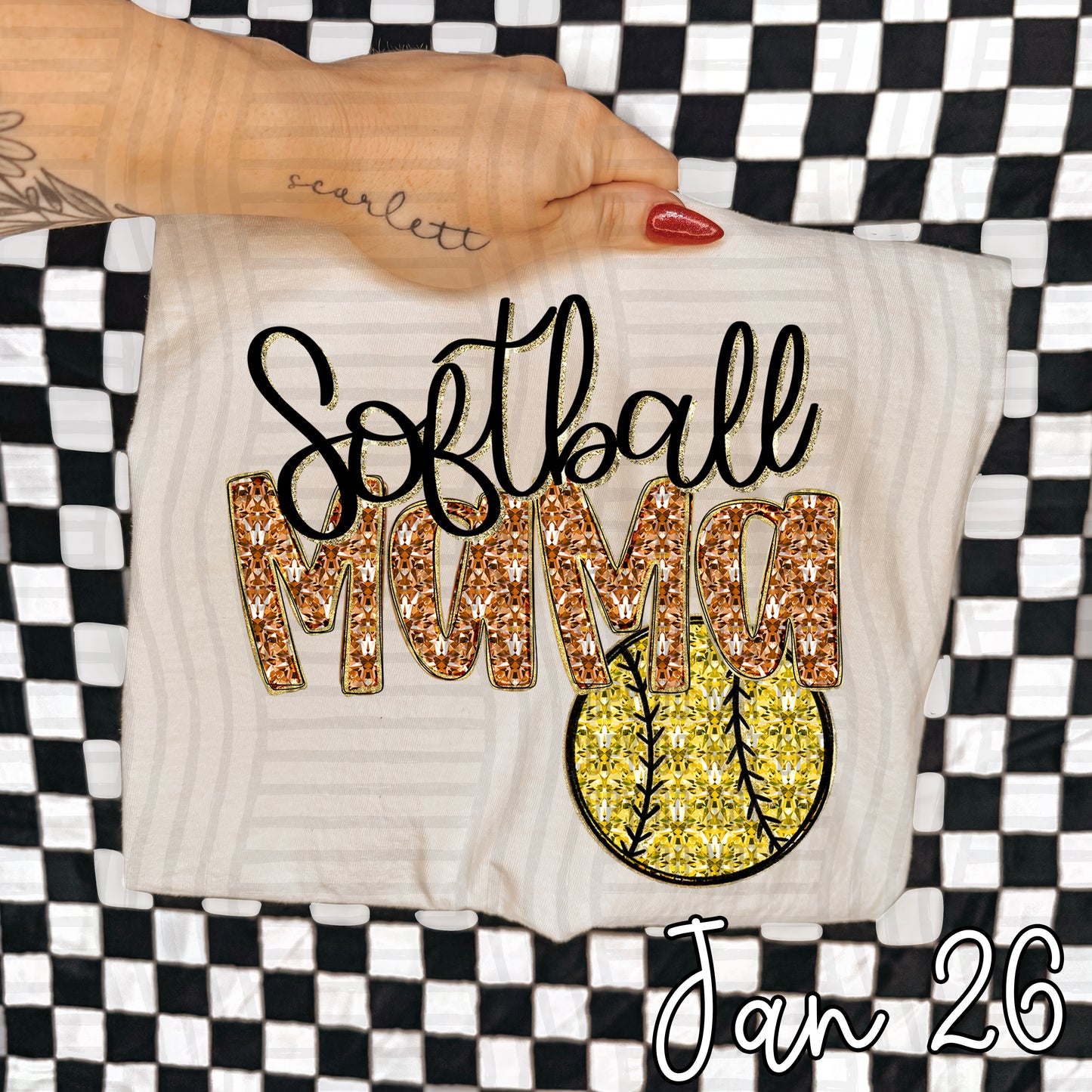 SOFTBALL Mama Bling - Faux Diamonds - Color Dropdown Digital Download 300DPI PNG FILE