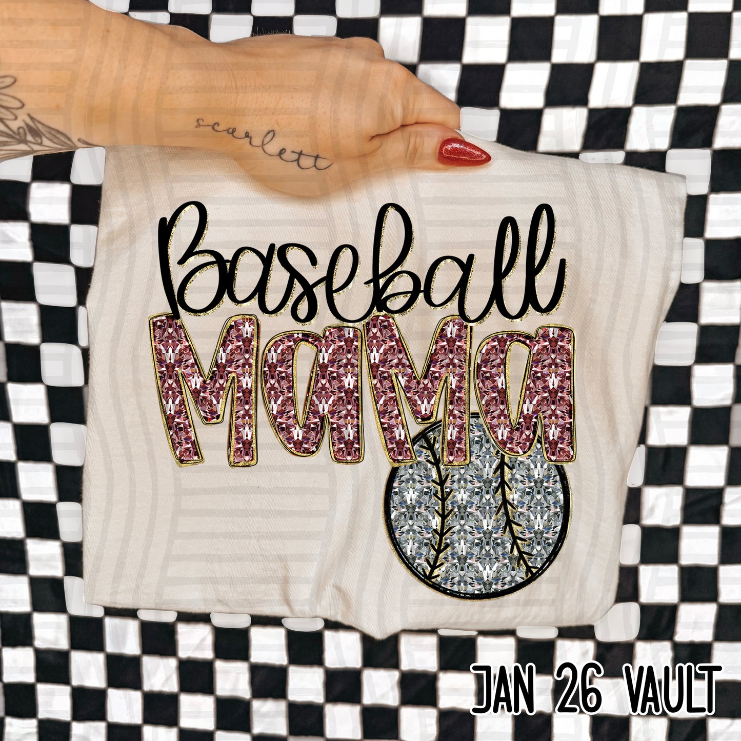 Baseball Mama Bling - Faux Diamonds - Color Dropdown Digital Download 300DPI PNG FILE