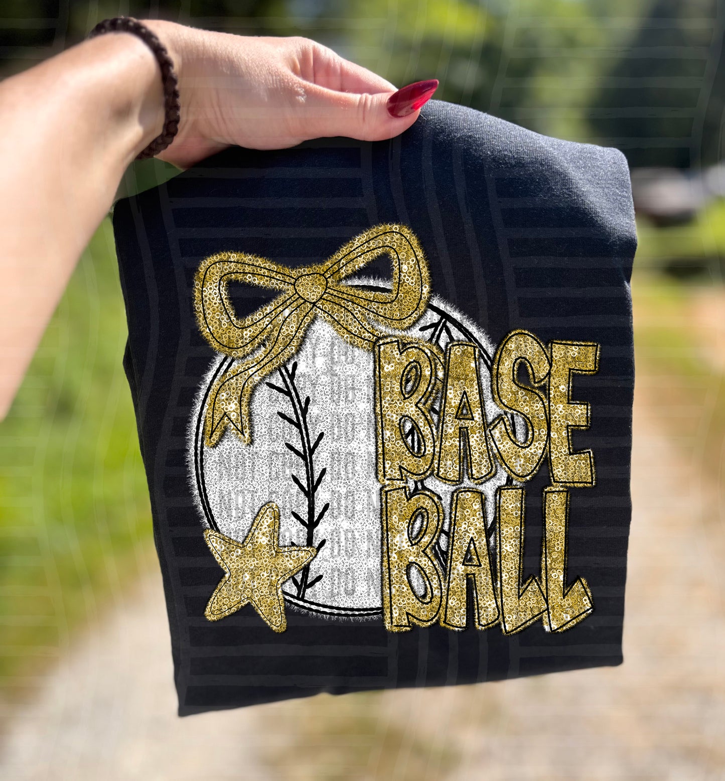 Baseball with bow - Faux sequin- Color Dropdown Digital Download 300DPI PNG FILE