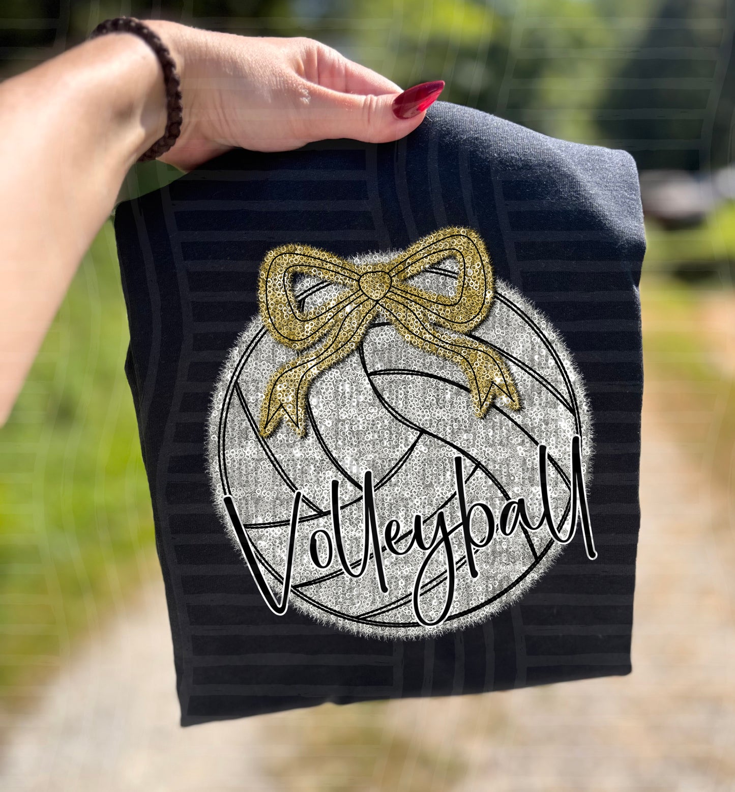Volleyball with bow - Faux sequin- Color Dropdown Digital Download 300DPI PNG FILE