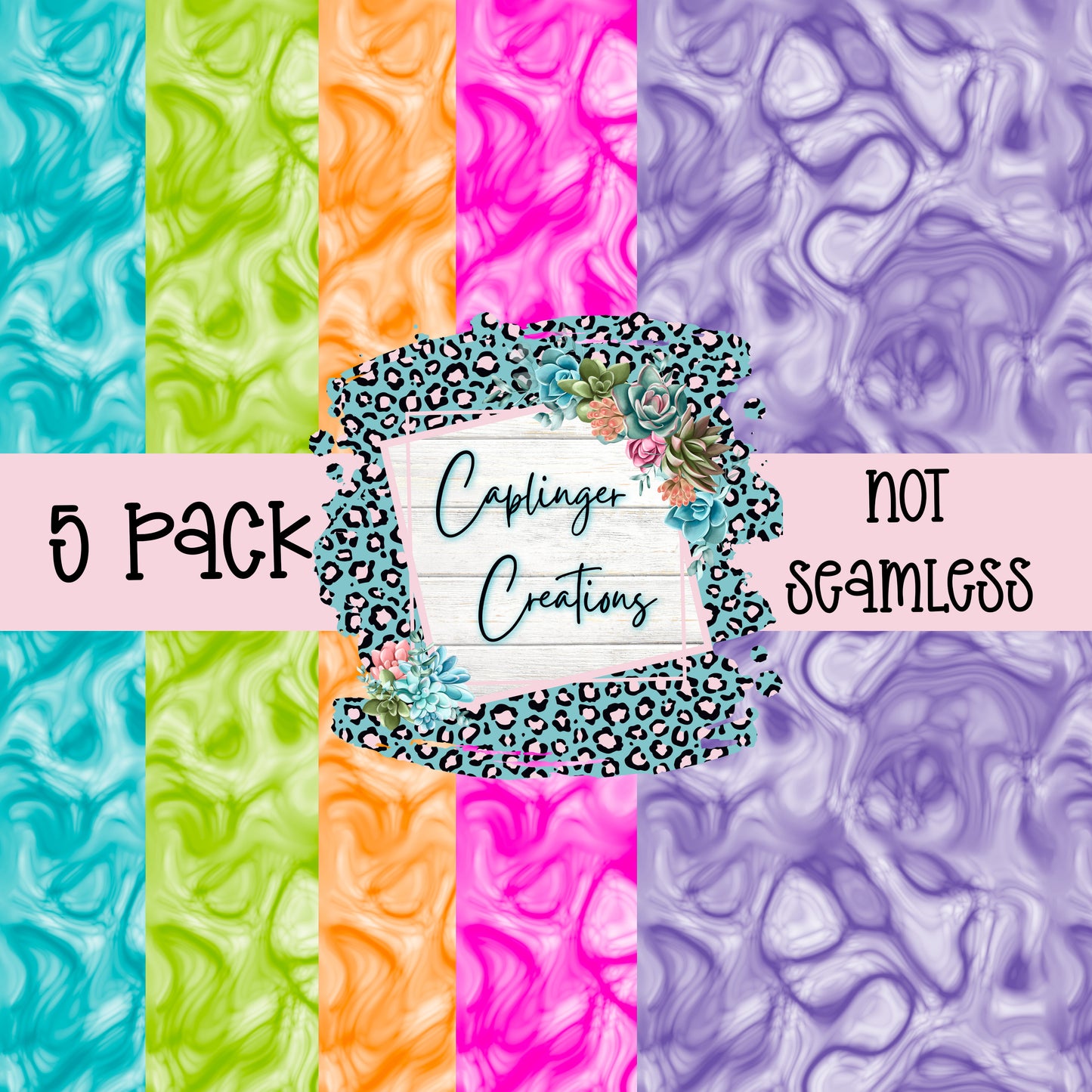 Digital Paper NOT SEAMLESS -NEON TIDE - 5 pack - Digital download 300DPI PNG FILE