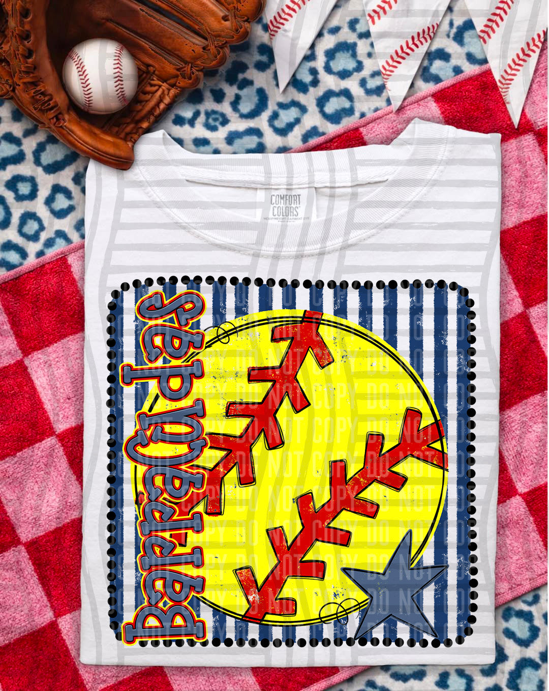 Softball RWB Framed -  Custom + DROPDOWN - 300 DPI digital download