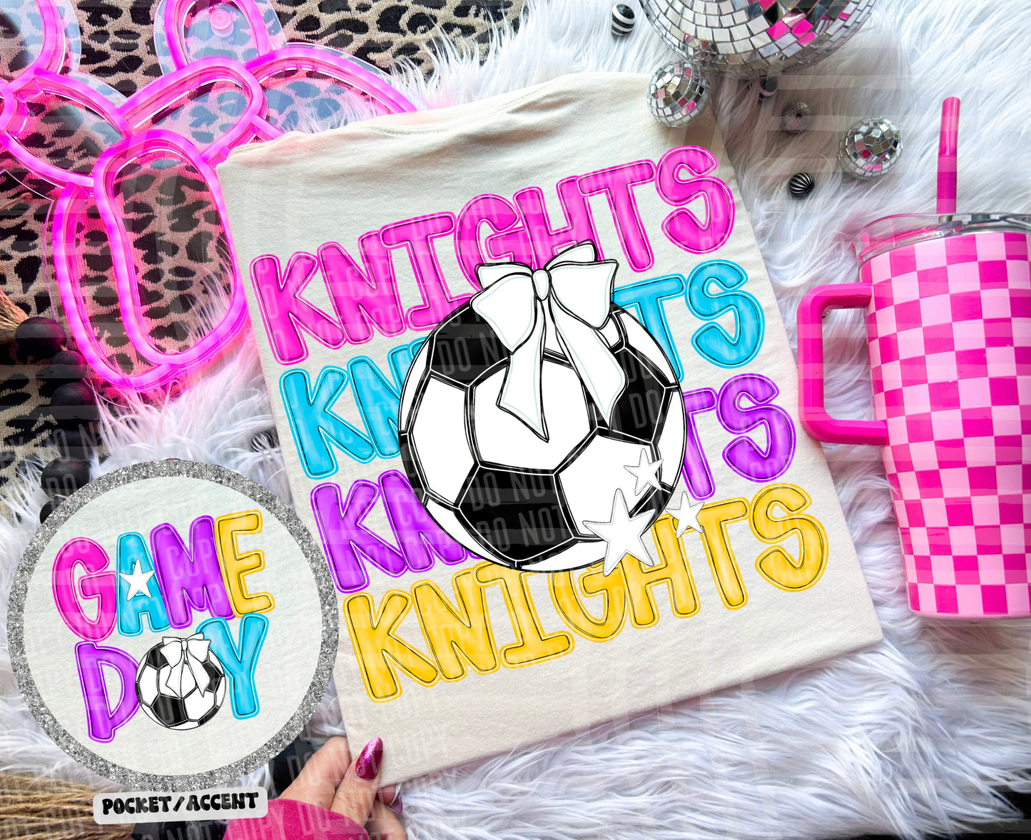Bright Preppy Stacked Soccer Dropdown Digital Download 300DPI PNG FILE