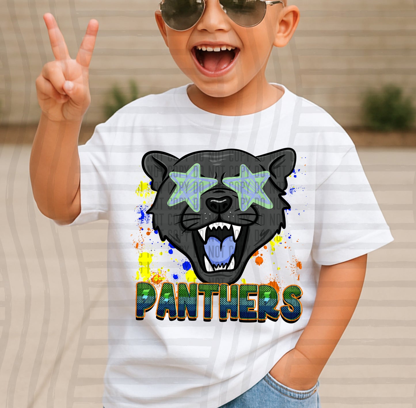 Paint Splatter STARRY EYED mascots blue/green/orange -  Digital Download 300DPI PNG FILE