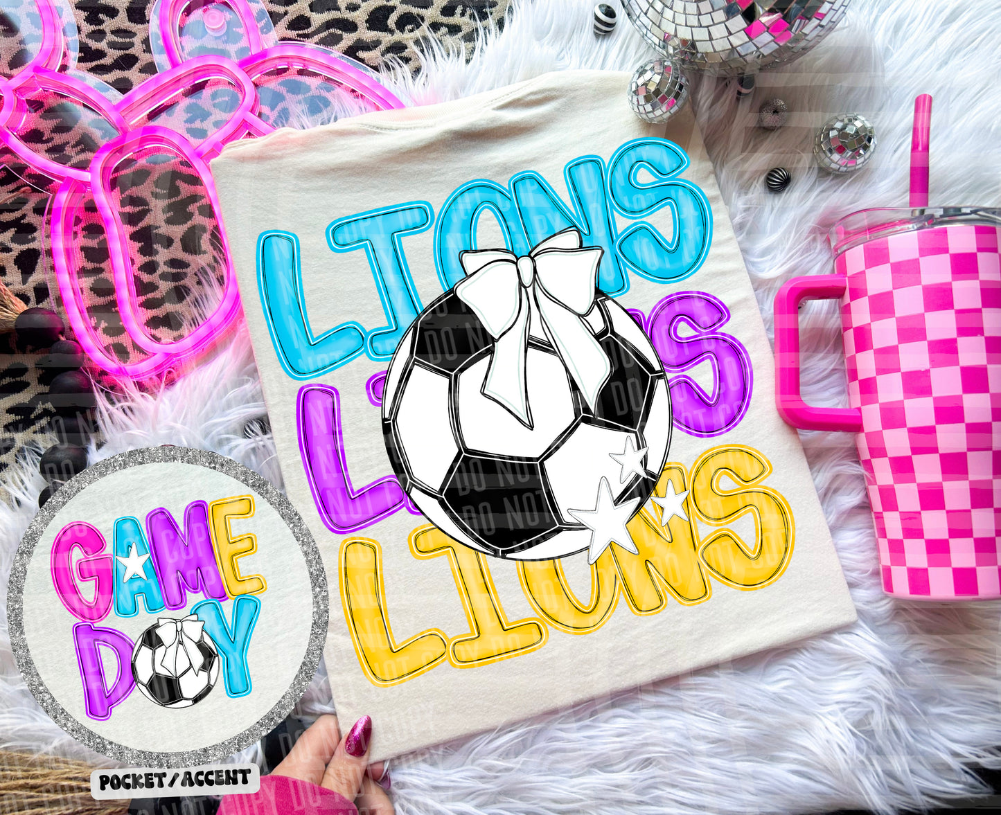 Bright Preppy Stacked Soccer Dropdown Digital Download 300DPI PNG FILE