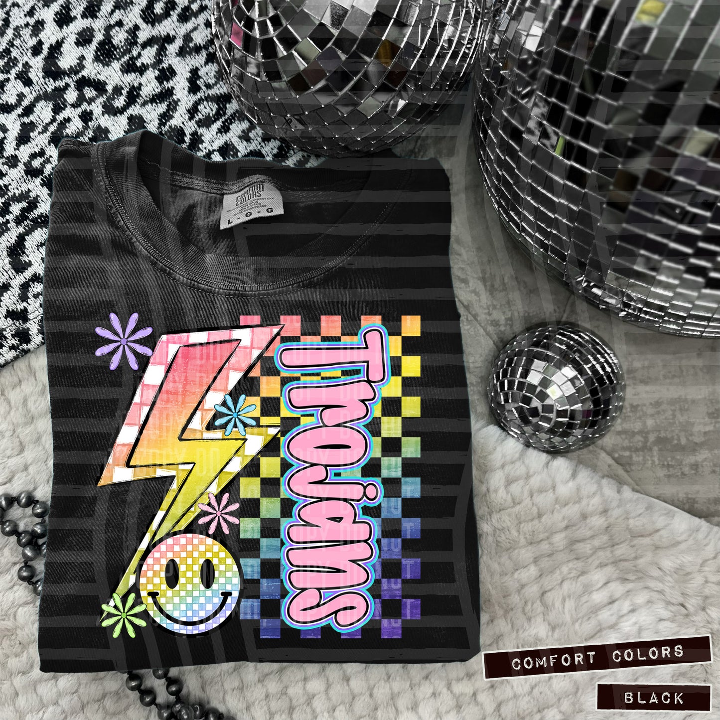 Sideways Rainbow Checker Bolt Happy Mascots Dropdown - Digital Download 300DPI PNG FILE