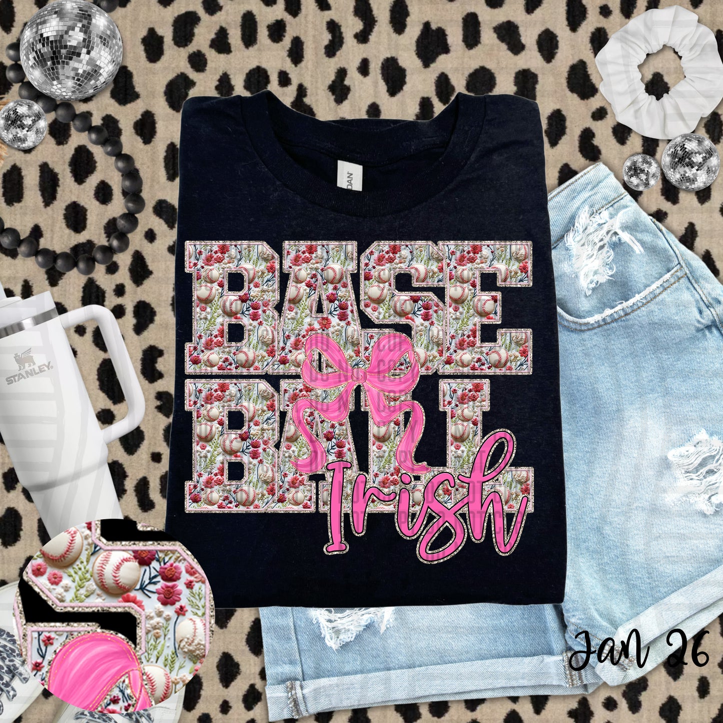 Floral Baseball  - Custom + DROPDOWN - 300 DPI digital download