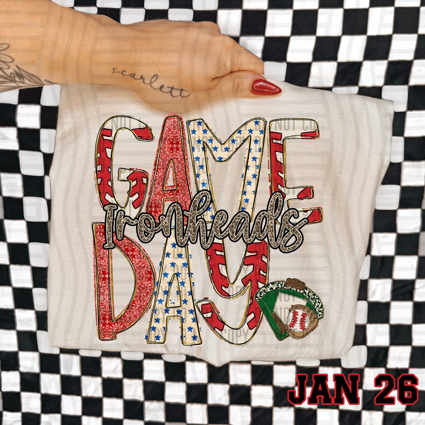 Game Day Baseball LEOPARD PRINT CENTER - Custom + DROPDOWN - 300 DPI digital download