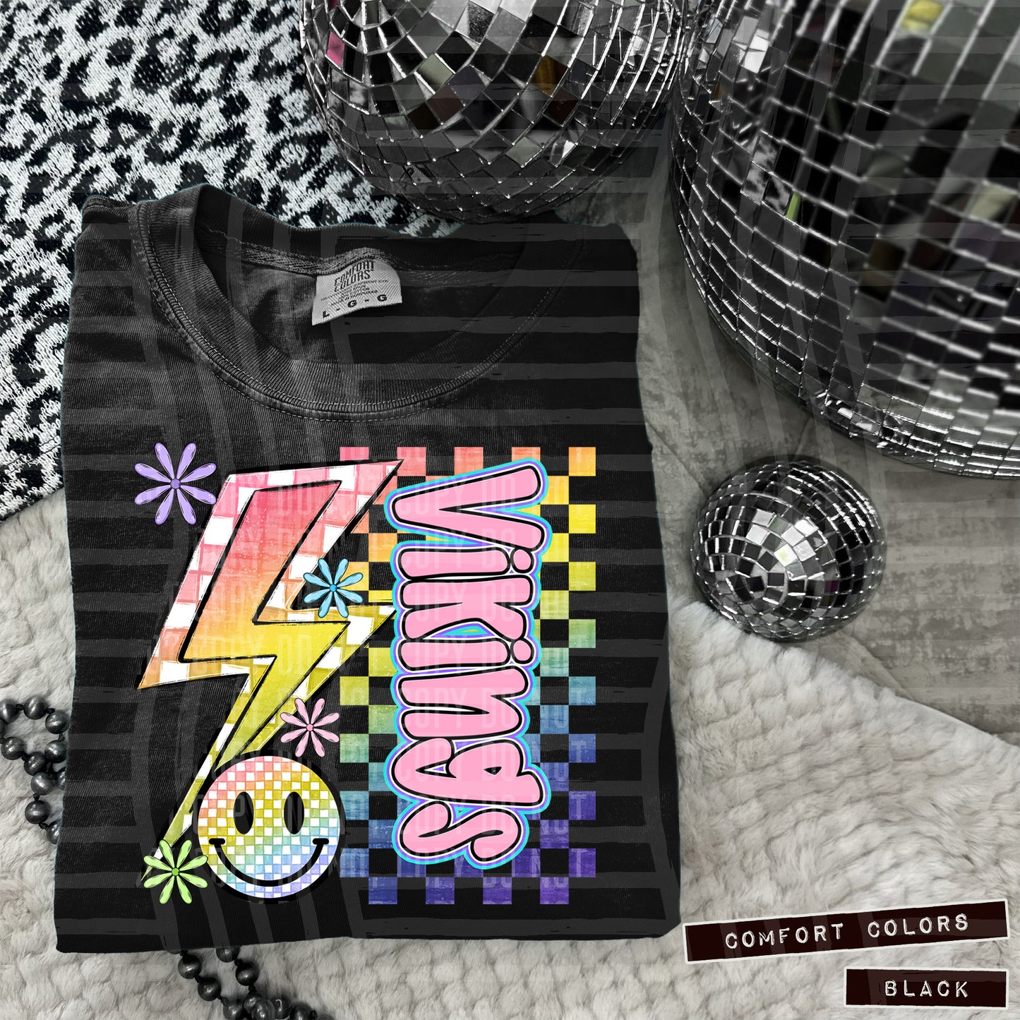 Sideways Rainbow Checker Bolt Happy Mascots Dropdown - Digital Download 300DPI PNG FILE