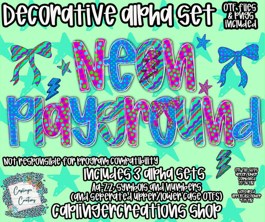 Neon Playground - TYPEABLE OTF FONT + PNGS- commercial use included - Digital download