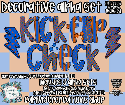 KickFlip Check - TYPEABLE OTF FONT + PNGS- commercial use included - Digital download