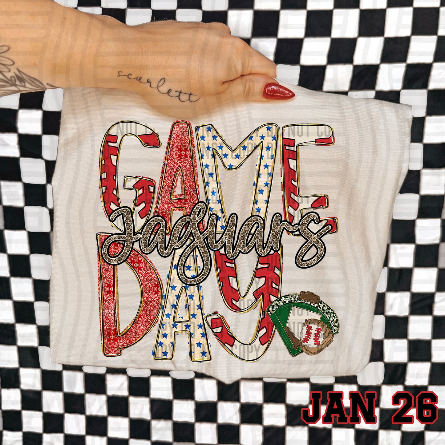 Game Day Baseball LEOPARD PRINT CENTER - Custom + DROPDOWN - 300 DPI digital download