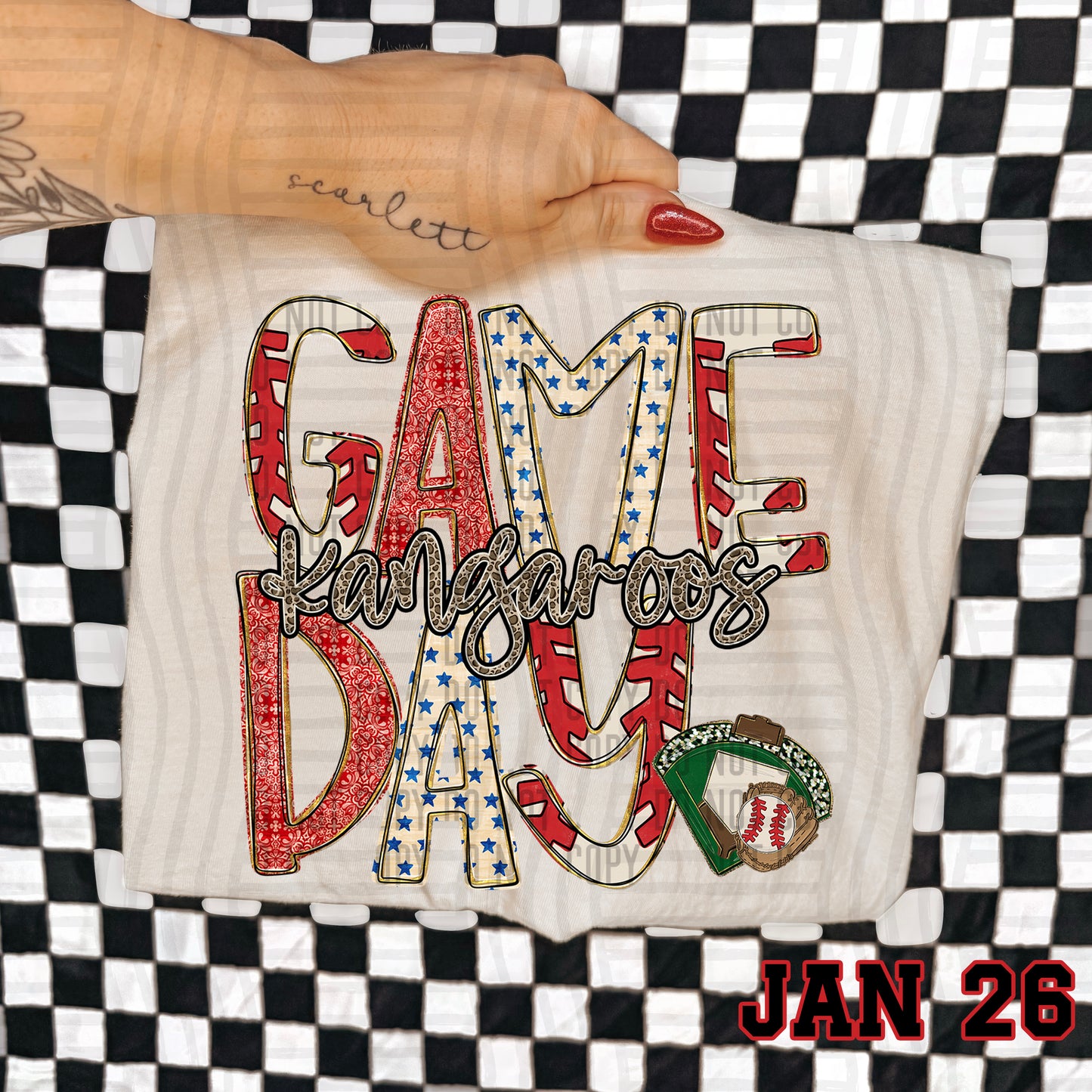Game Day Baseball LEOPARD PRINT CENTER - Custom + DROPDOWN - 300 DPI digital download