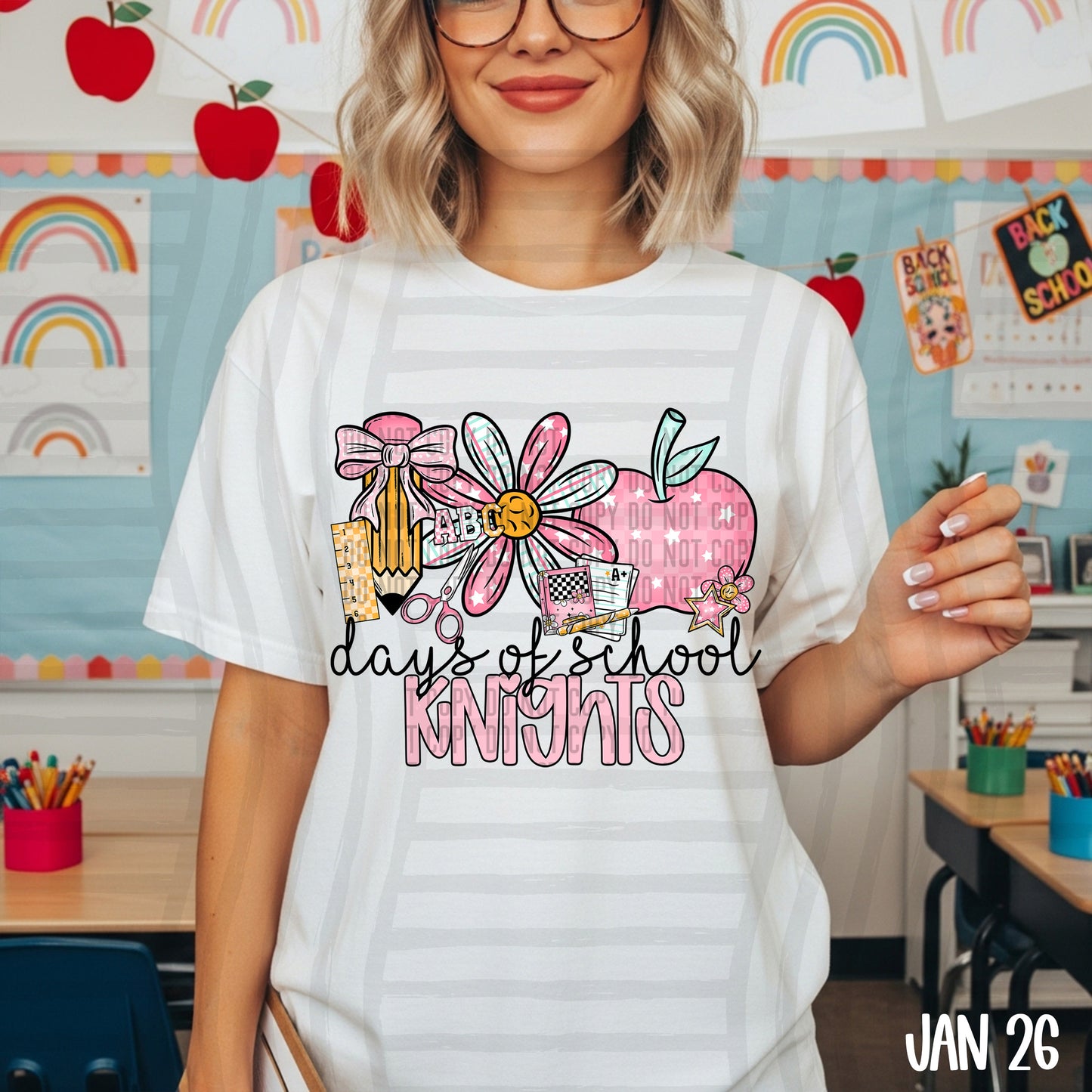 100 days of school (Girly) - Custom + DROPDOWN - 300 DPI digital download