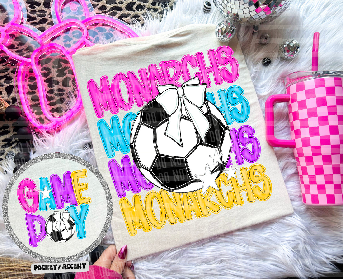 Bright Preppy Stacked Soccer Dropdown Digital Download 300DPI PNG FILE
