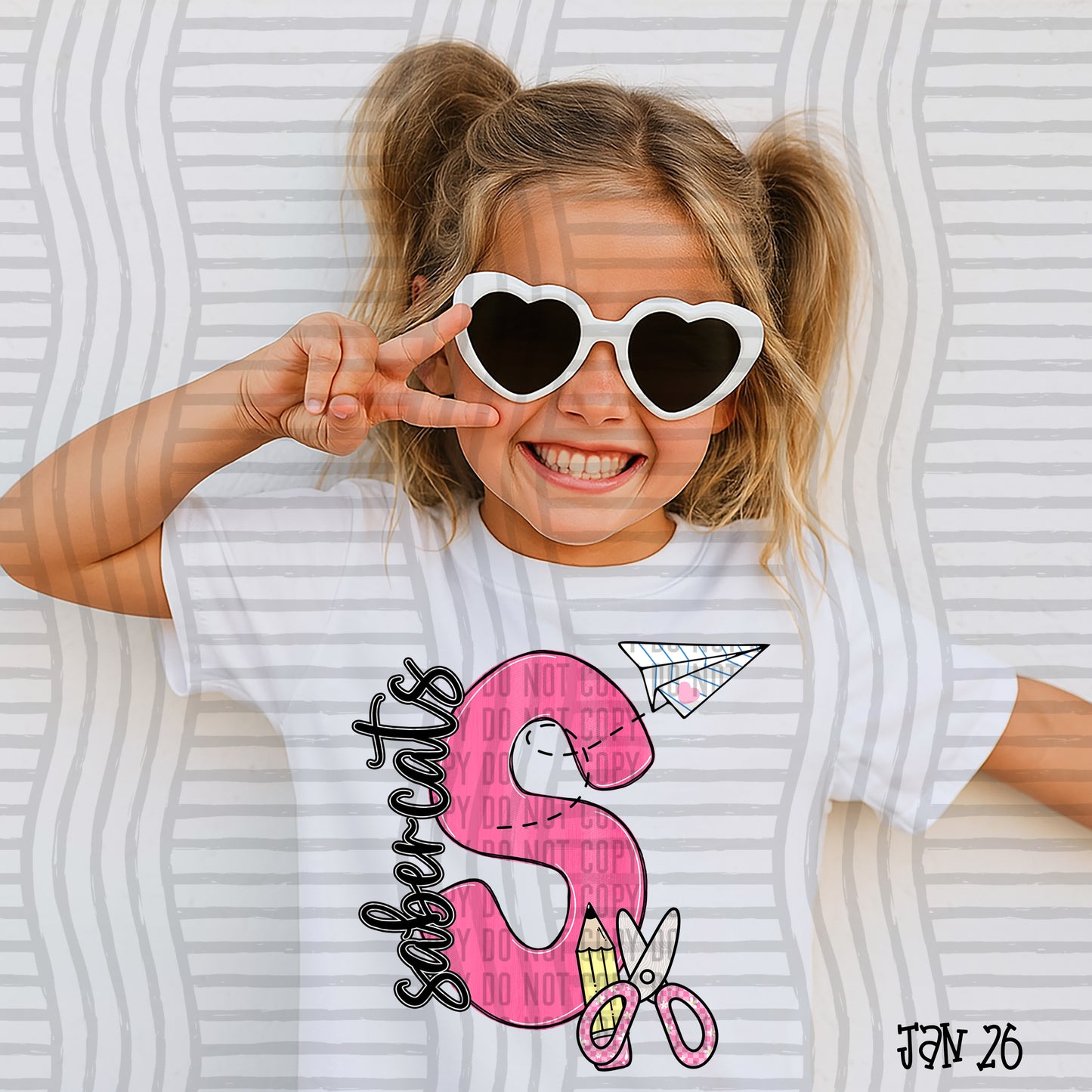 Pink Initials School -  Custom + DROPDOWN - 300 DPI digital download