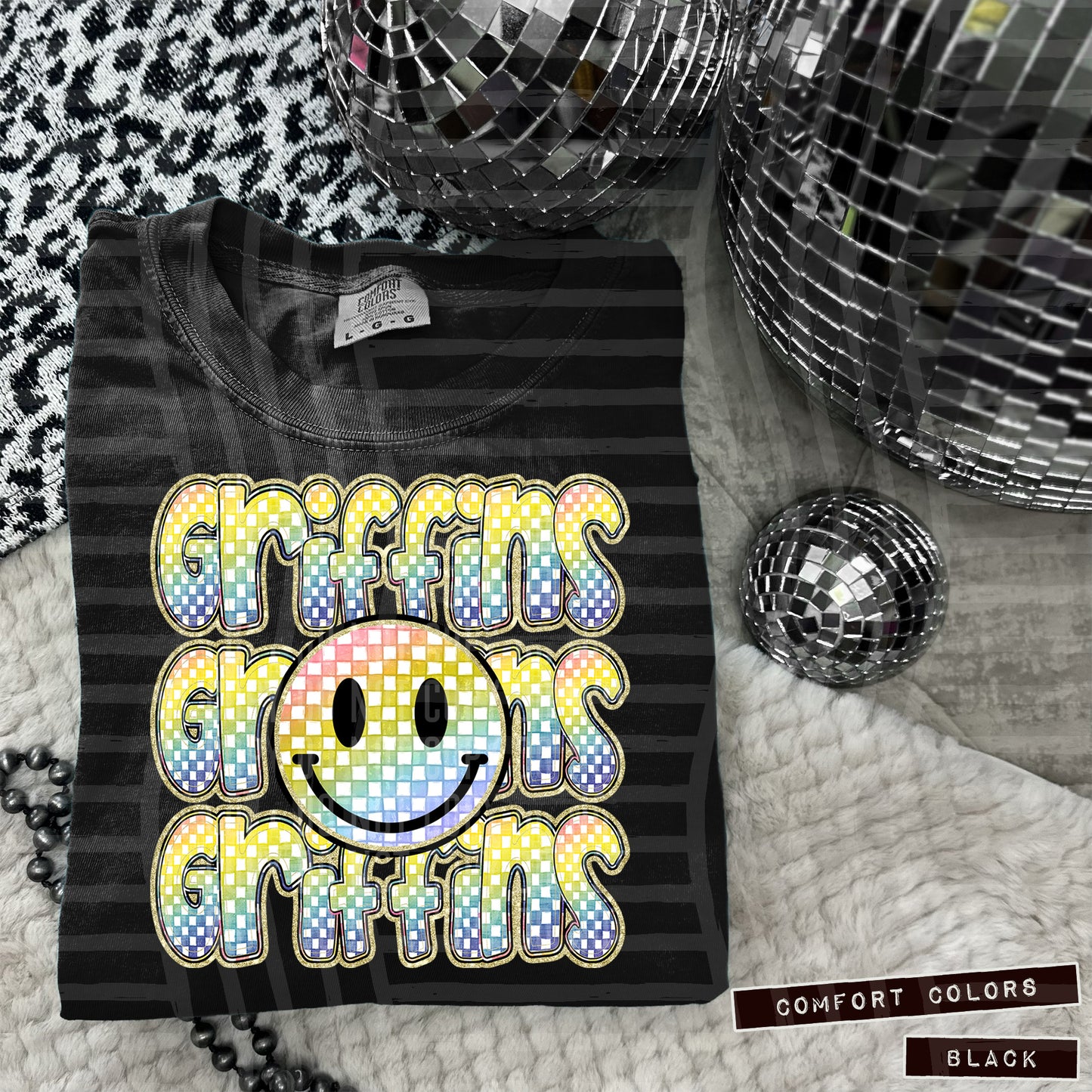 Rainbow Checker Happy Triple Stacked - Digital Download 300DPI PNG FILE