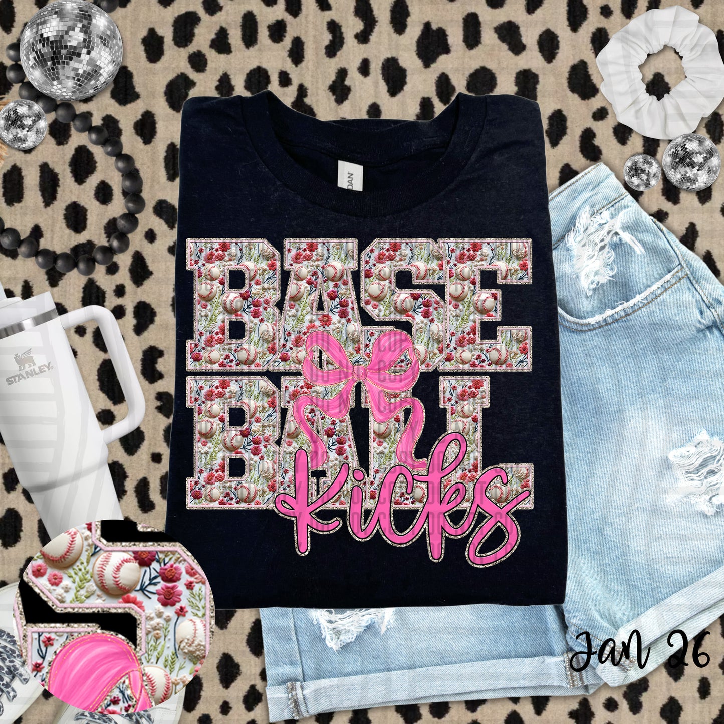 Floral Baseball  - Custom + DROPDOWN - 300 DPI digital download