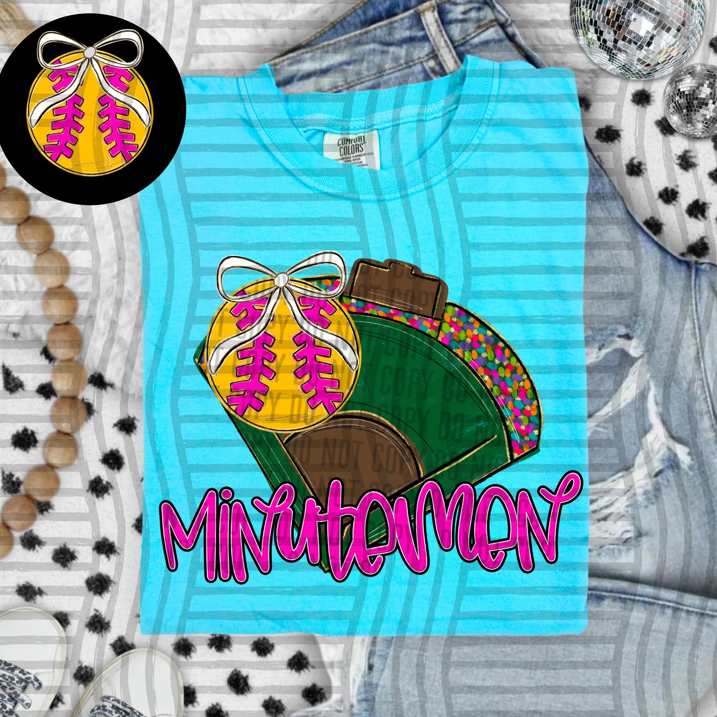 Preppy Softball Field - optional pocket + Custom + Dropdown - 300 dpi Digital Download