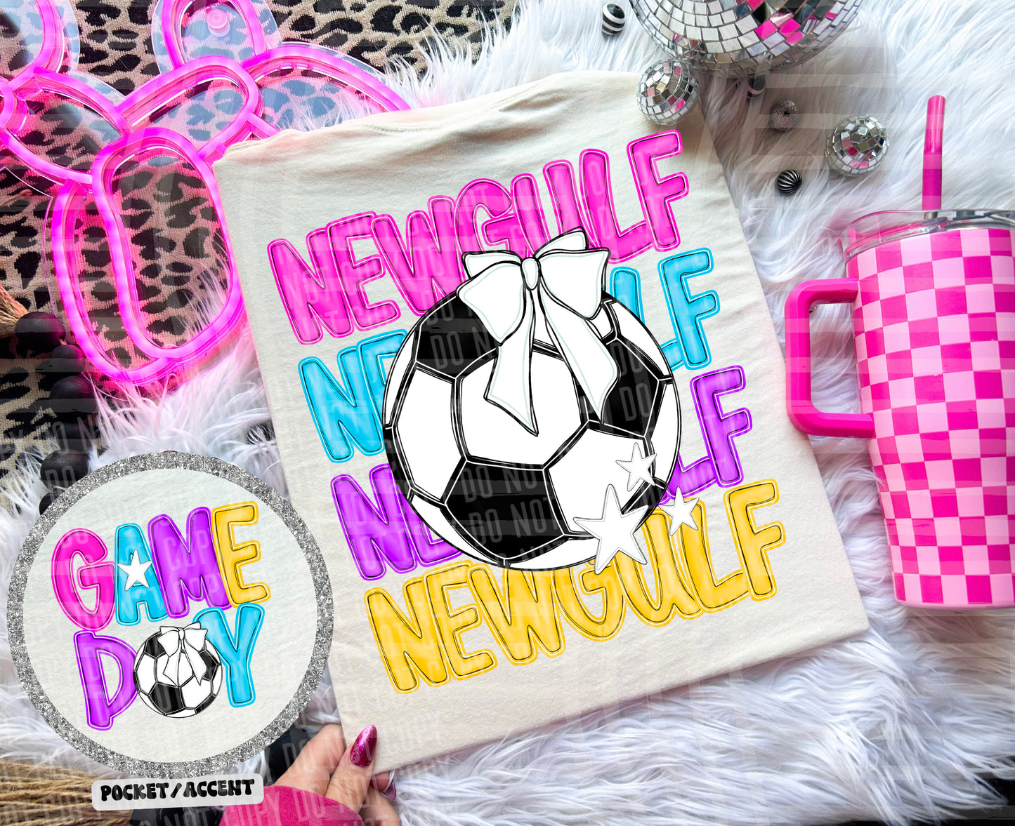 Bright Preppy Stacked Soccer Dropdown Digital Download 300DPI PNG FILE