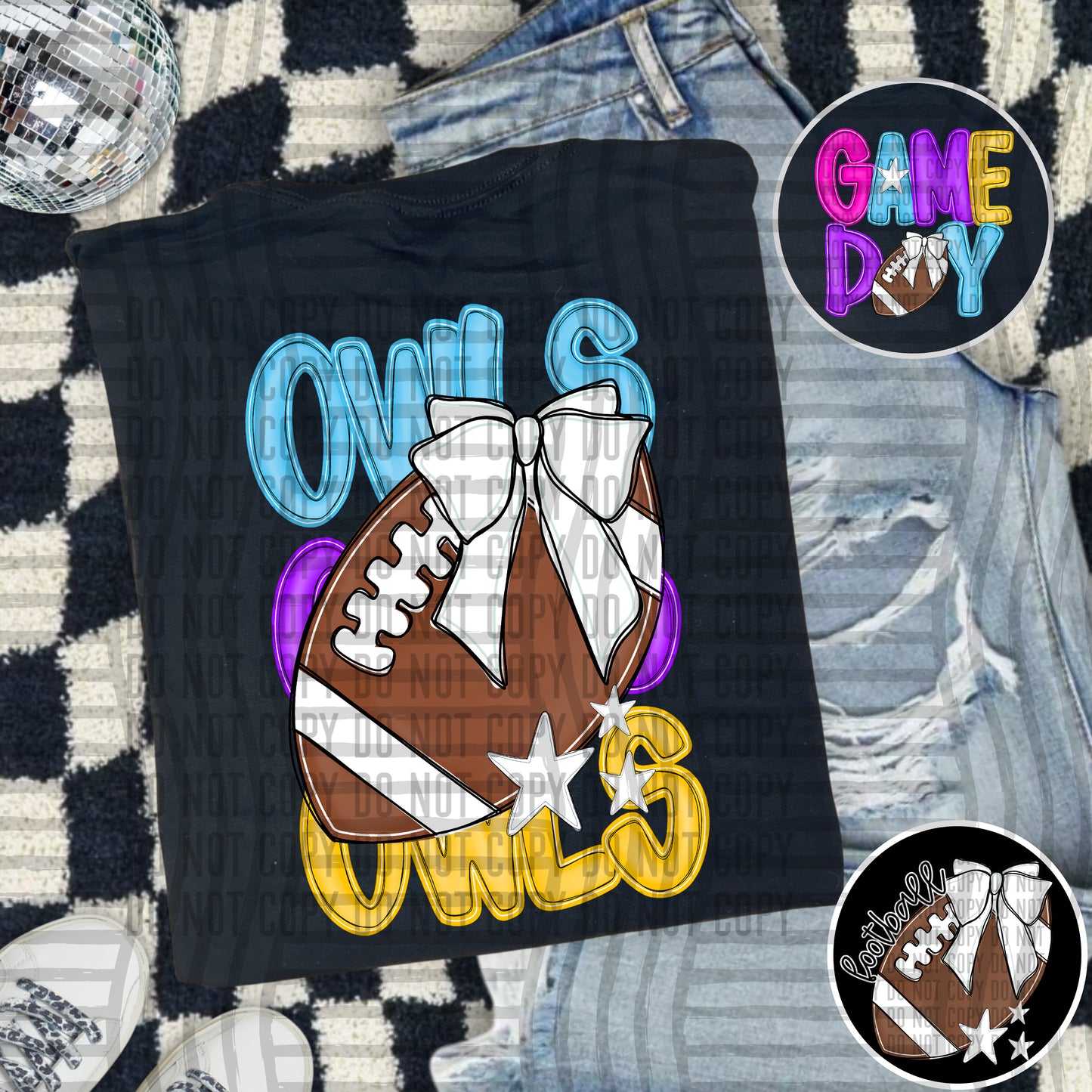 Bright Preppy Stacked Football with optional pocket/sleeve - DIGITAL DOWNLOAD 300 dpi