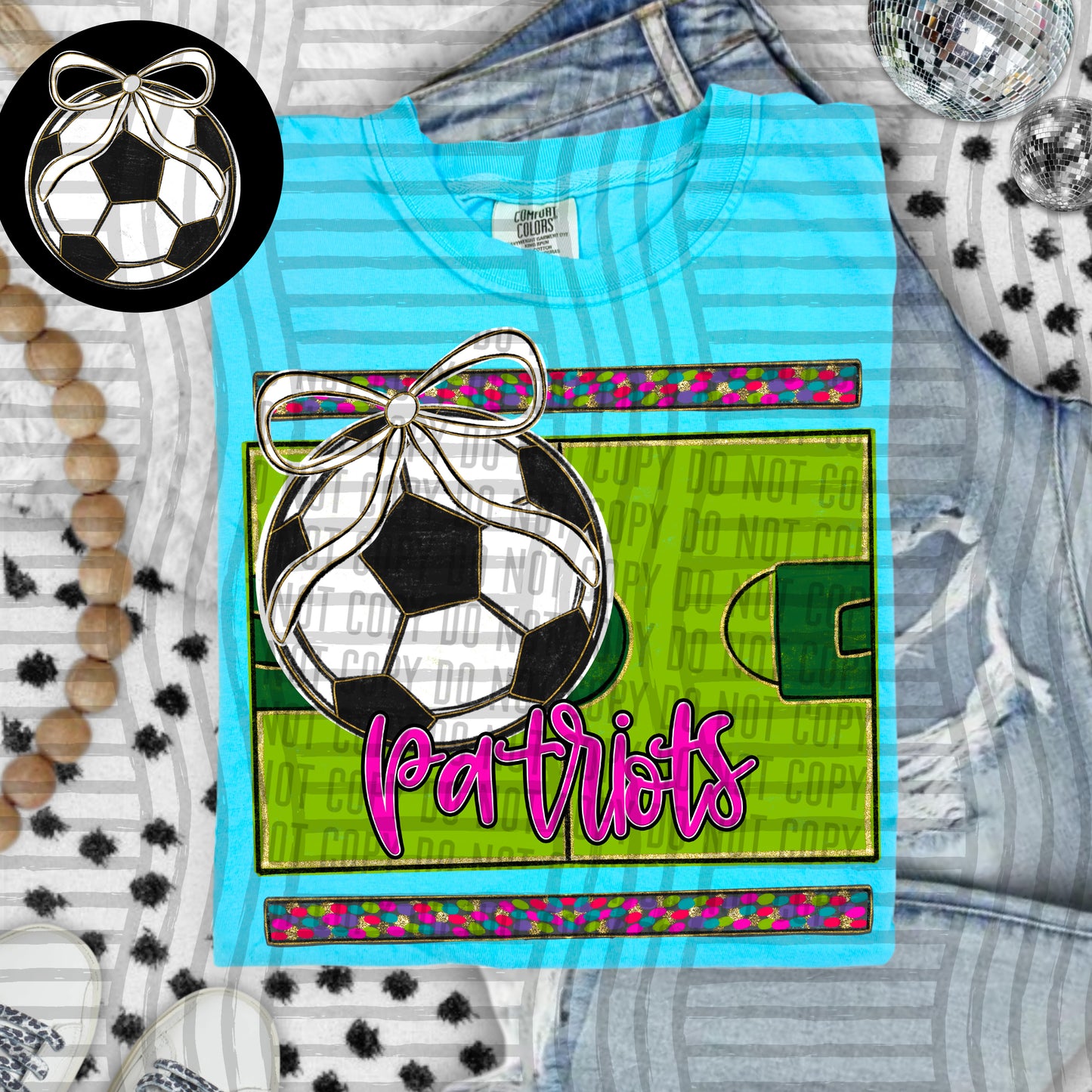 Preppy Soccer Field -optional pocket + Custom + Dropdown - 300 dpi Digital Download