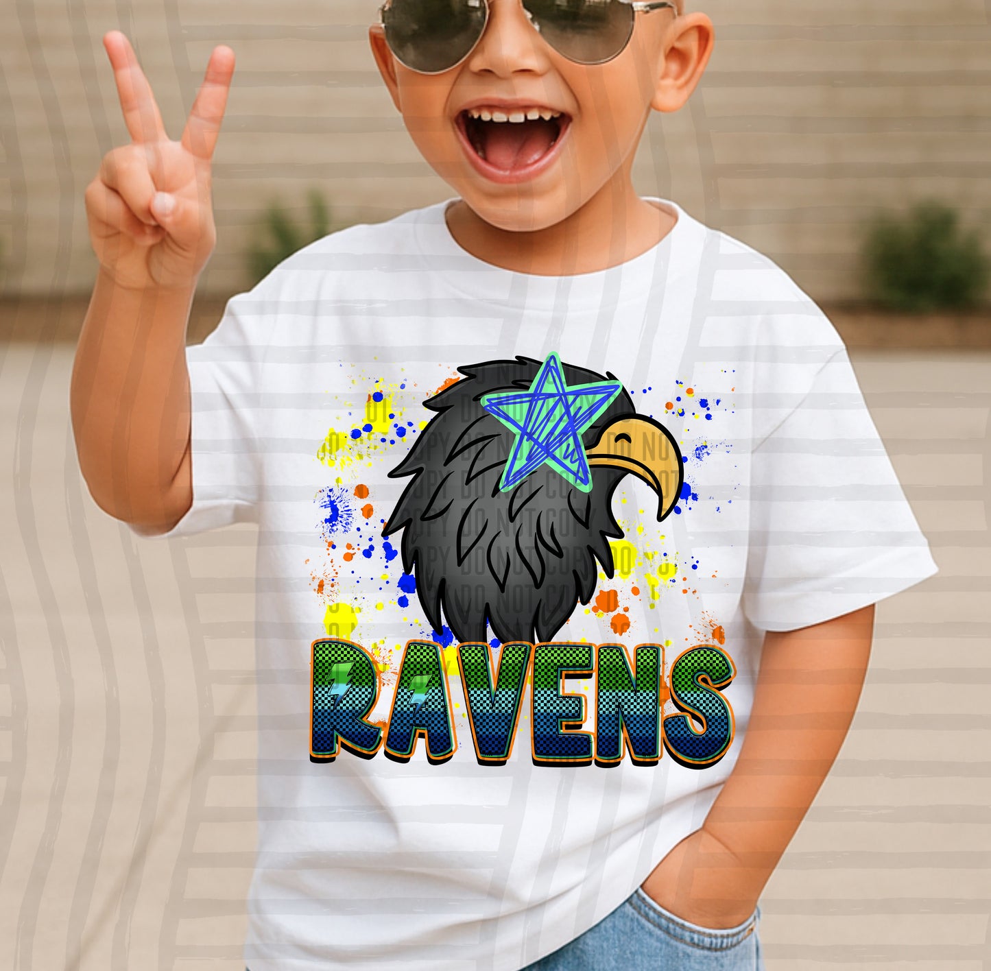 Paint Splatter STARRY EYED mascots blue/green/orange -  Digital Download 300DPI PNG FILE