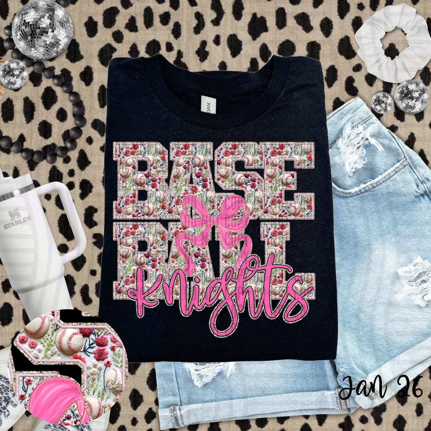 Floral Baseball  - Custom + DROPDOWN - 300 DPI digital download