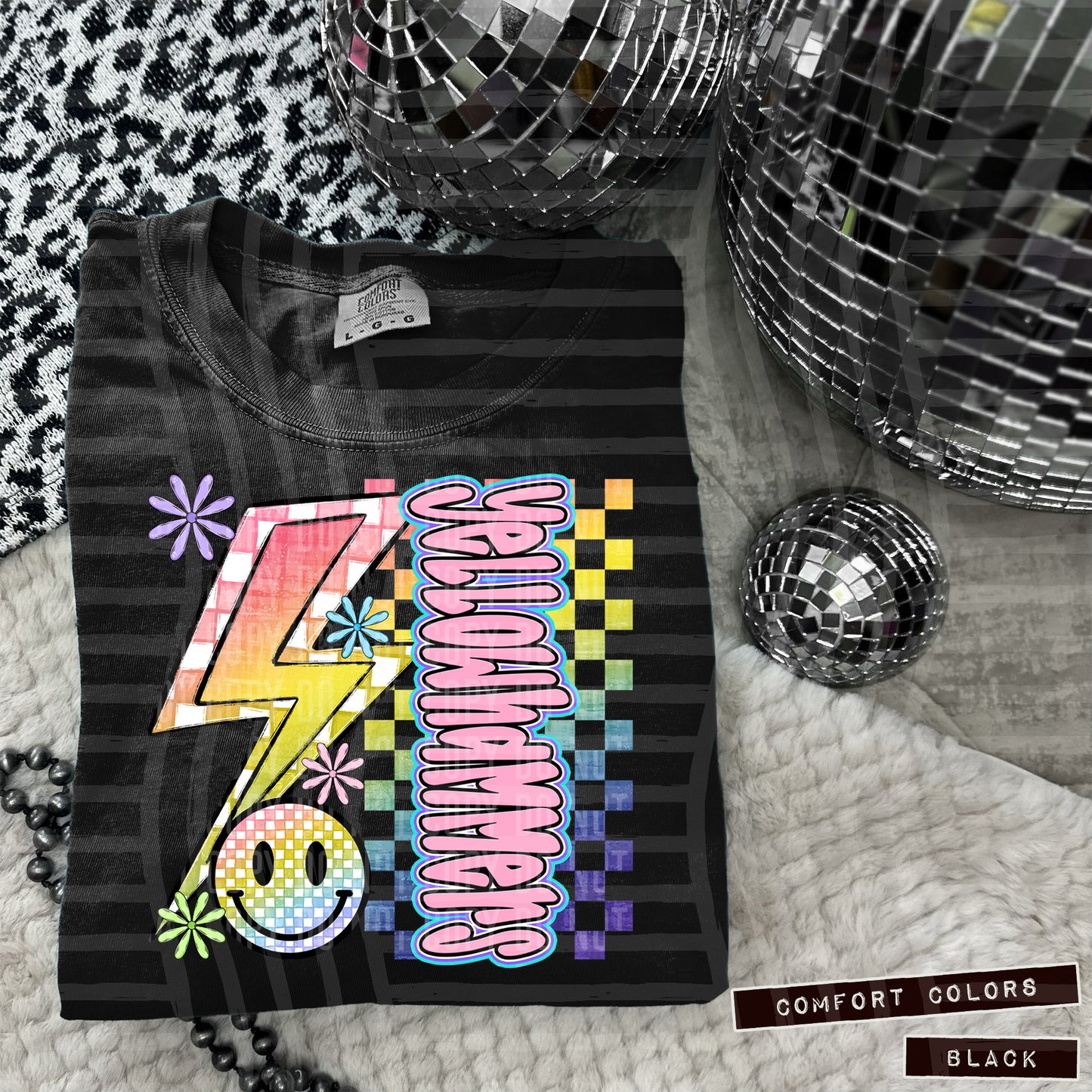 Sideways Rainbow Checker Bolt Happy Mascots Dropdown - Digital Download 300DPI PNG FILE