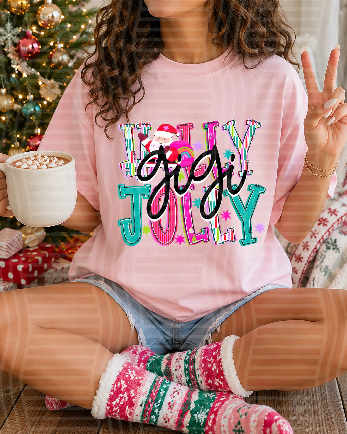 Holly Jolly Family Names + Custom + Dropdown 300 DPI digital download