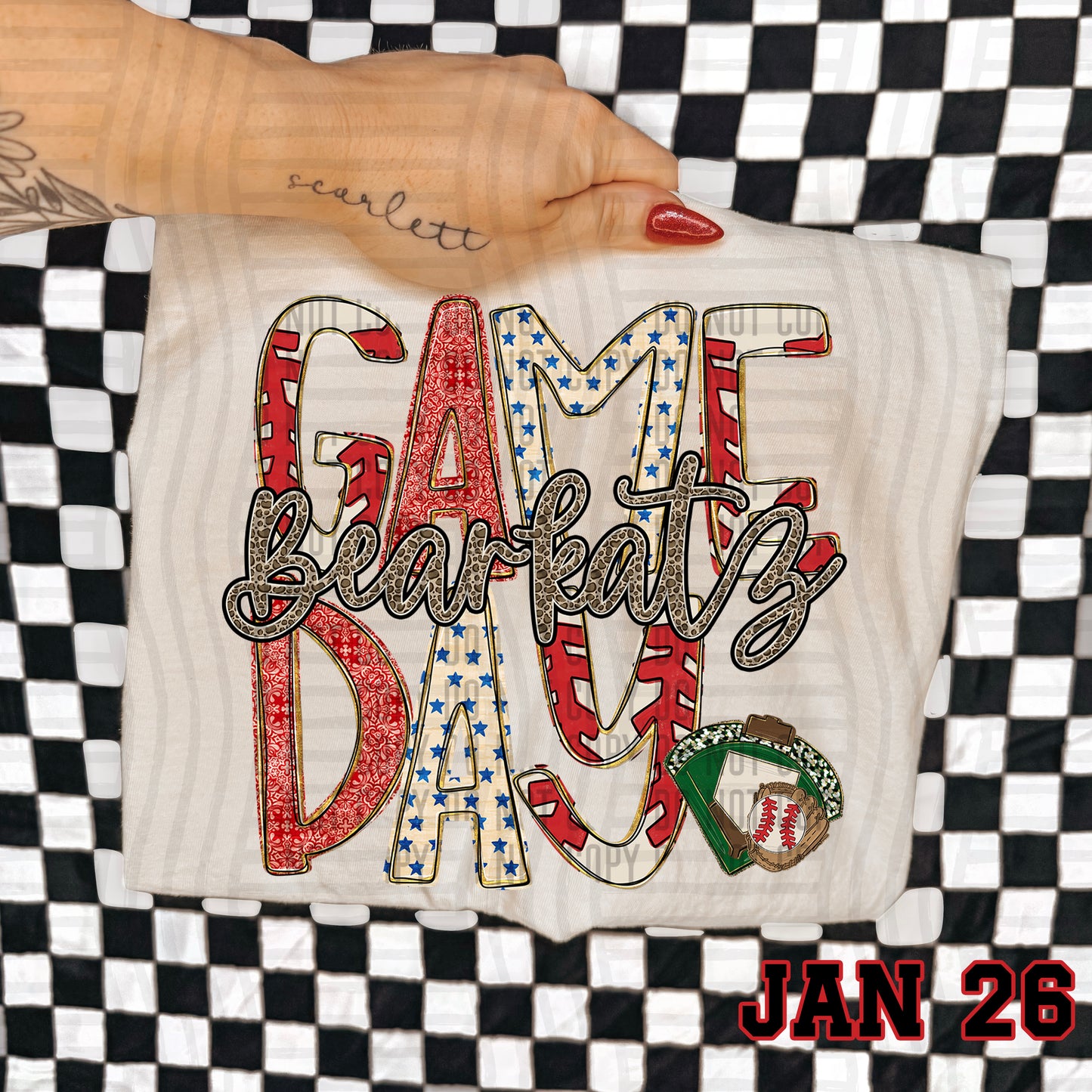 Game Day Baseball LEOPARD PRINT CENTER - Custom + DROPDOWN - 300 DPI digital download