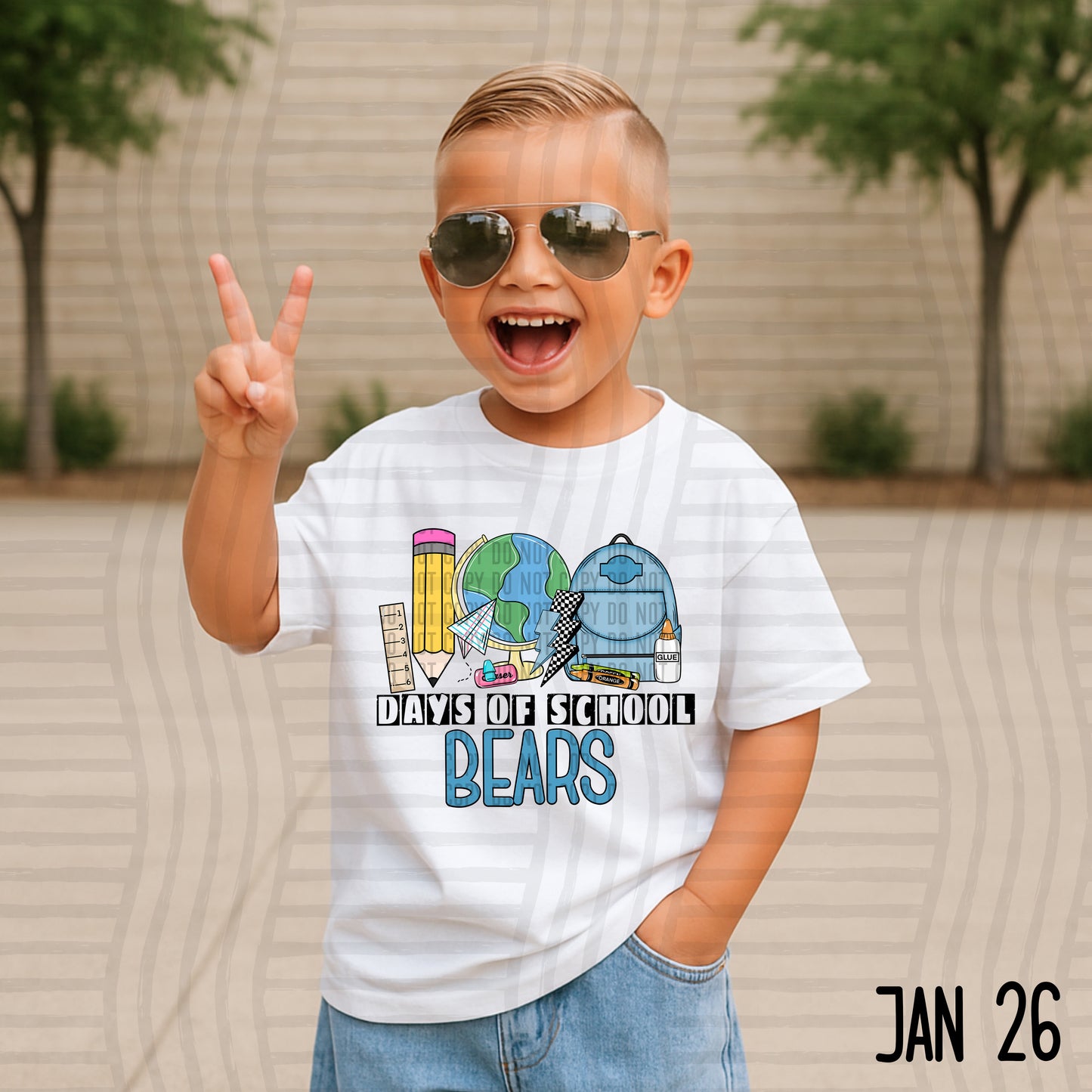 100 days of school (Boyish) - Custom + DROPDOWN - 300 DPI digital download