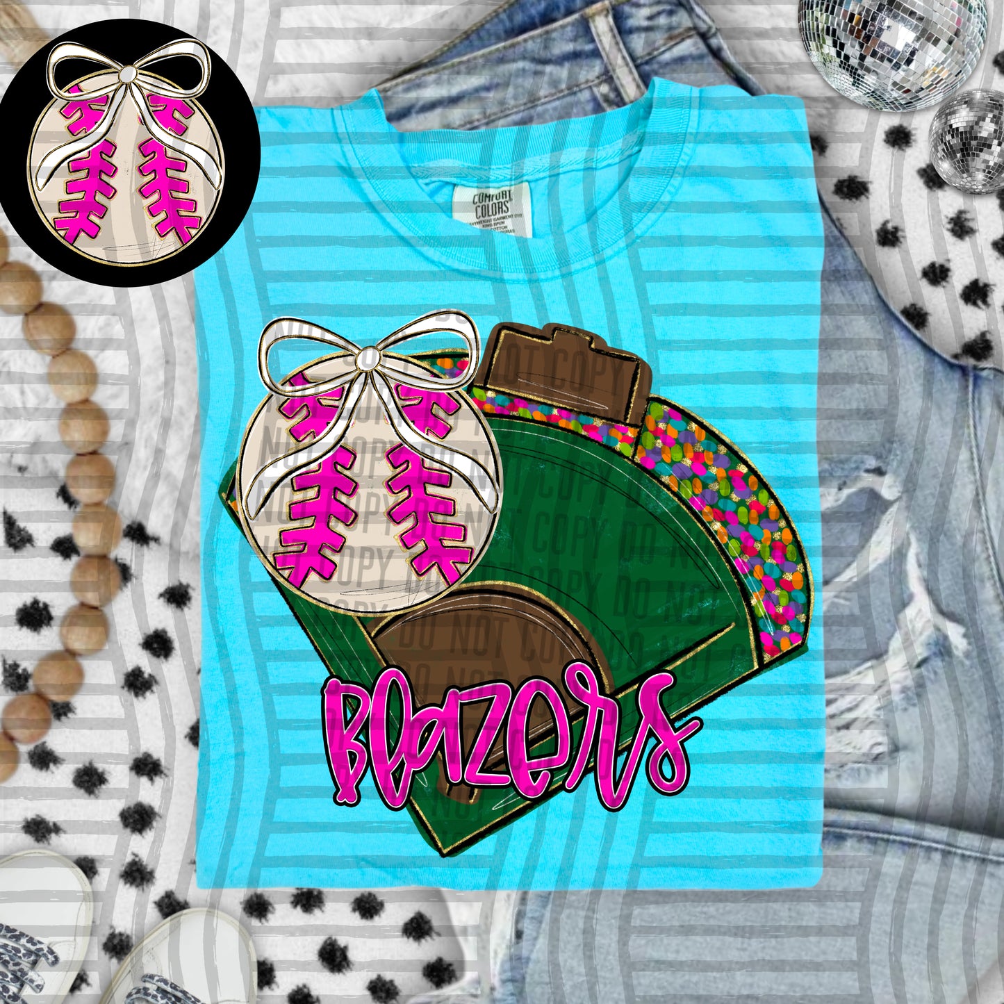 Preppy Baseball Field -optional pocket + Custom + Dropdown - 300 dpi Digital Download