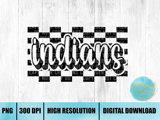 checkered team INDIANS - Digital download 300DPI PNG FILE