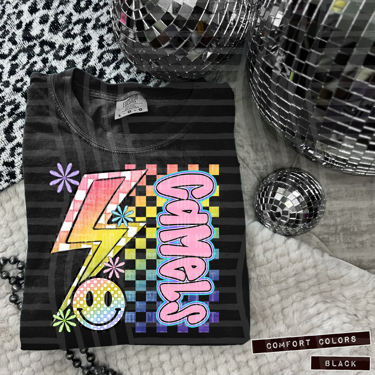 Sideways Rainbow Checker Bolt Happy Mascots Dropdown - Digital Download 300DPI PNG FILE