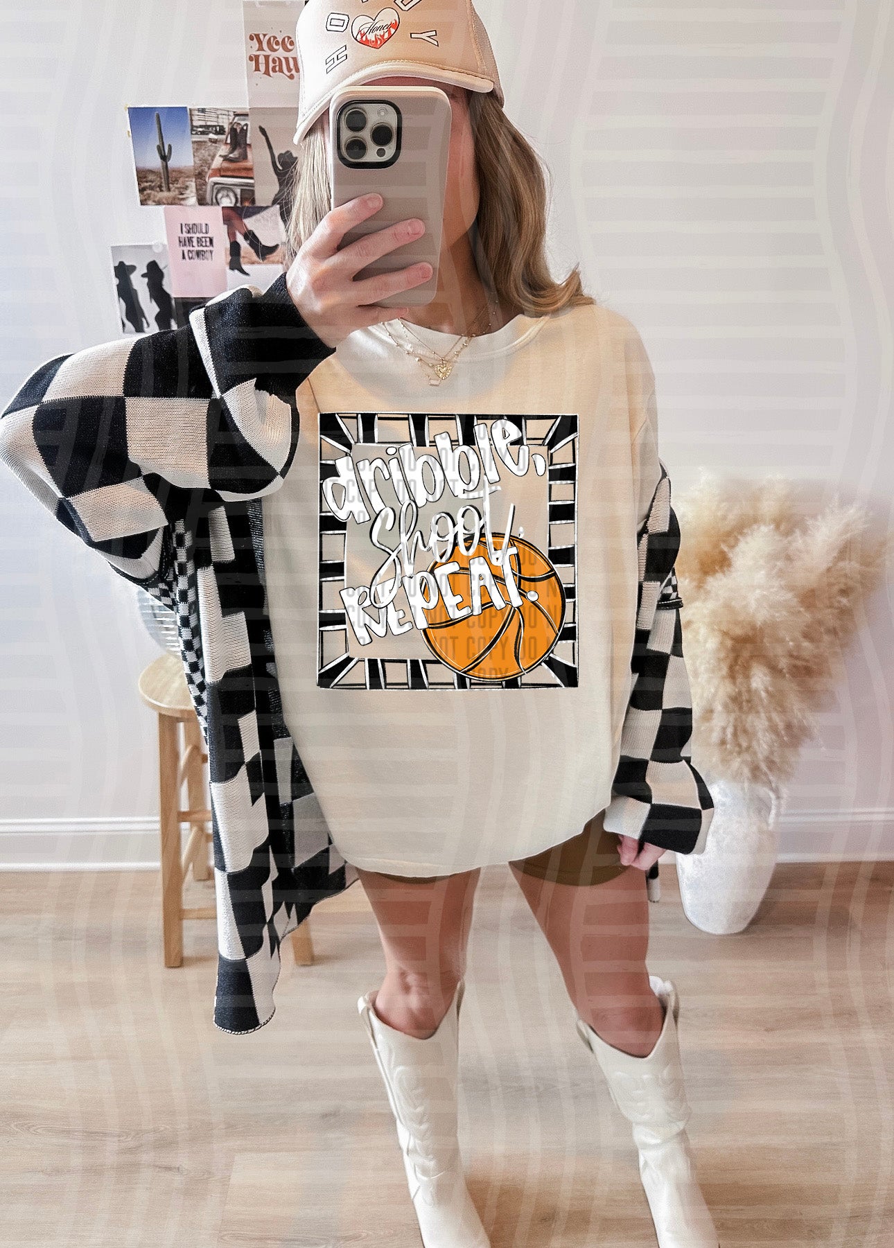 Dribble, Shoot, Repeat. - Color Dropdown Digital Download 300DPI PNG FILE