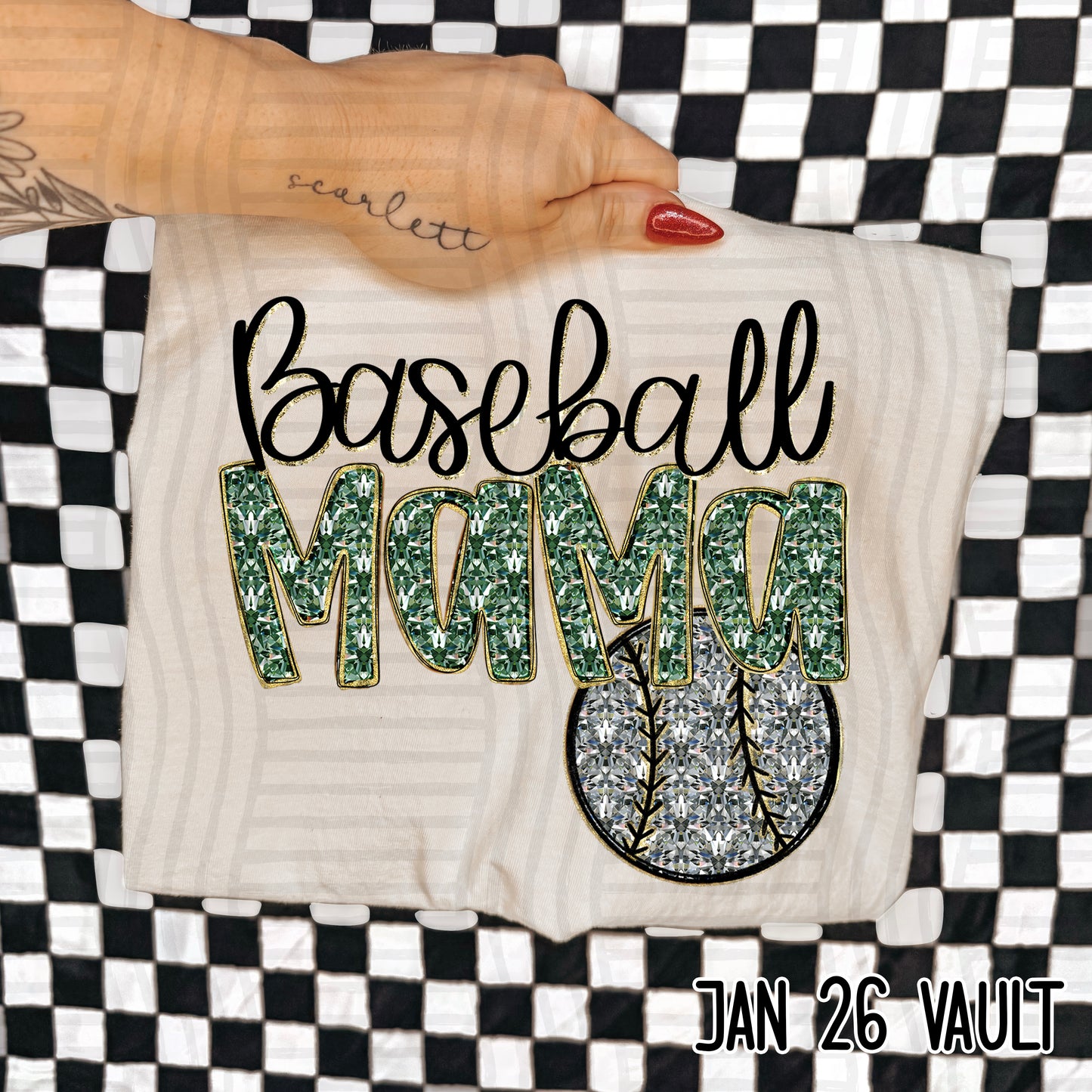 Baseball Mama Bling - Faux Diamonds - Color Dropdown Digital Download 300DPI PNG FILE